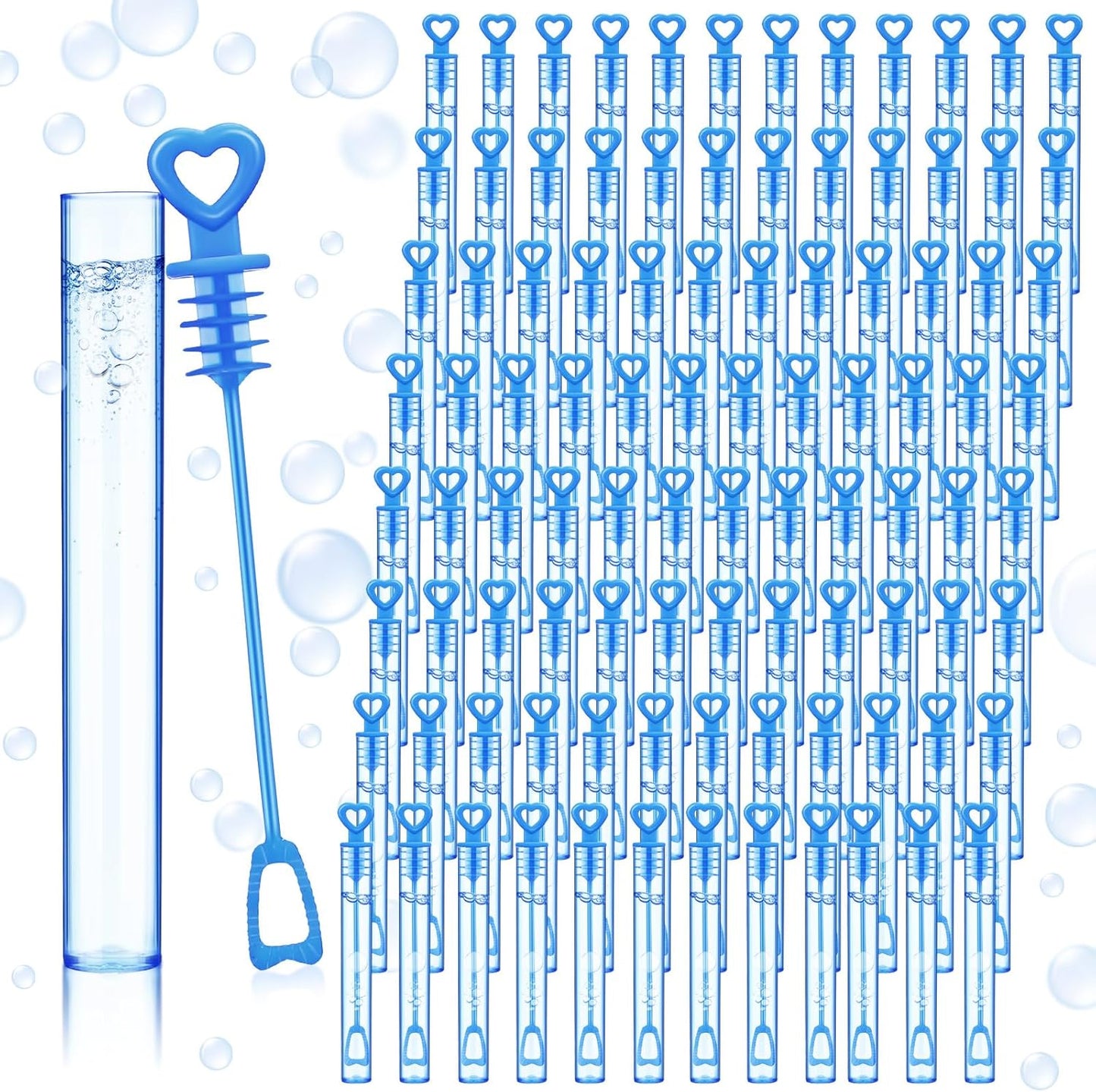 150 Pcs Bubble Wands Bulk for Wedding Party Mini Heart Wand with Bubble Solution for Wedding Bridal Showers Valentine Anniversary Graduation Birthday Supplies(Blue,Single Heart)