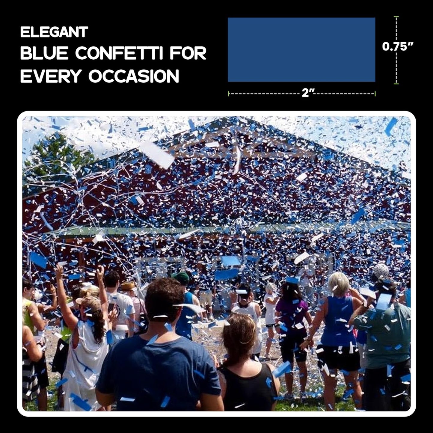 Dark Blue Biodegradable Confetii - Rectangular Fluttering Tissue Paper Confetti for Cannon and Launcher use - Birthday Confeti, Wedding, Parties and Table Decoration - 1 lb, 16 oz