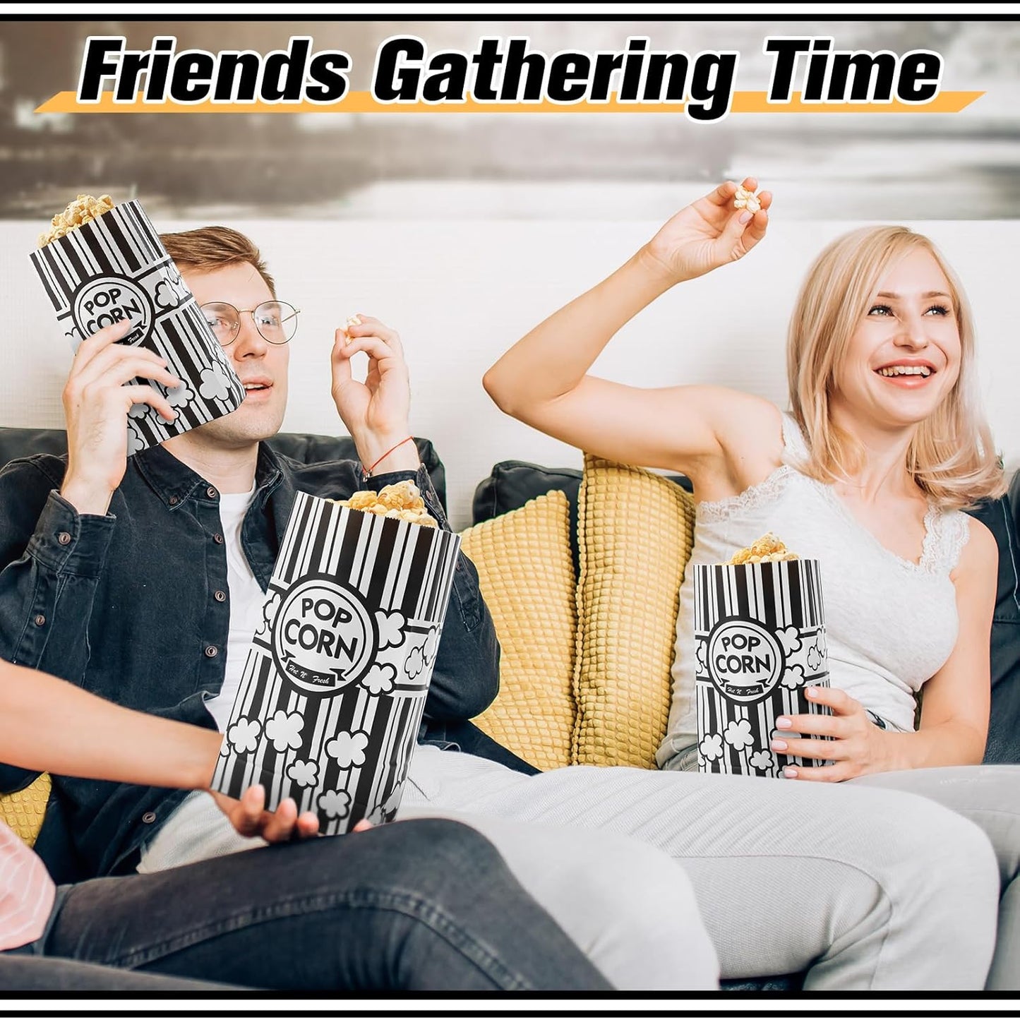 200 Pcs Paper Popcorn Bags Bulk 2 oz Large Flat Bottom Boxes Red and White Disposable Container Sleeve Movie Night Popcorn Bucket for Retro Movie Themed Party Carnival Supplies (Black and White)