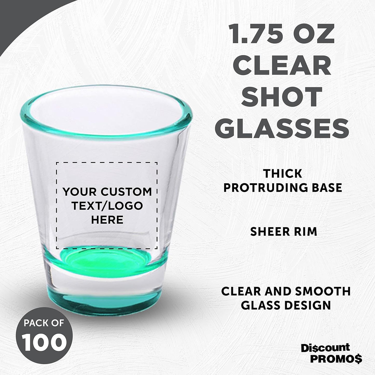 Custom Shot Glasses 1.75 oz. Set of 100, Personalized Bulk Pack - Great for Wedding Favors, Bachelorette Party Decorations, Party Fovors, Color Bottom - Green
