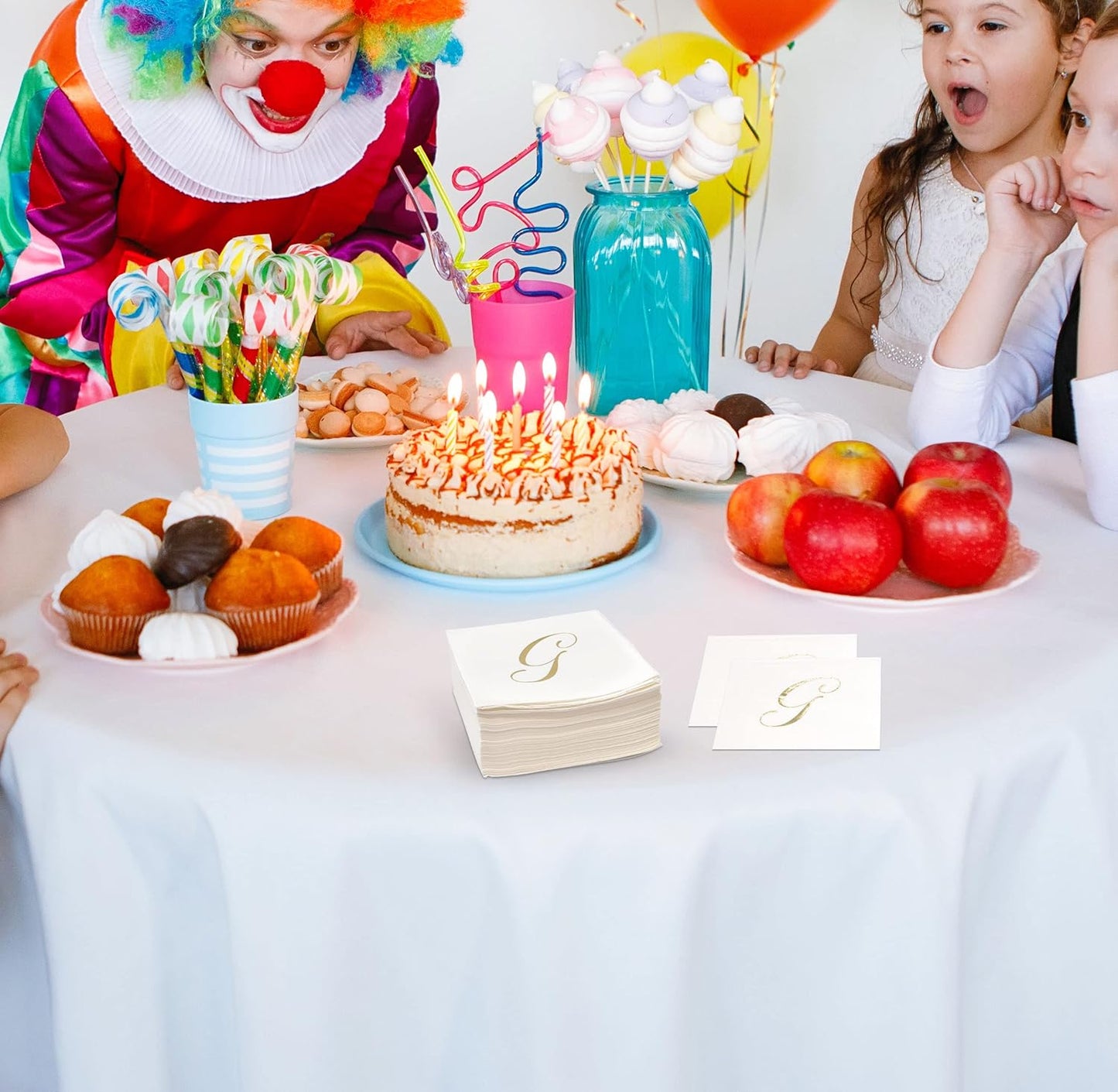 Gift Boutique 100 Gold Monogram Cocktail Napkins Letter G Disposable Paper Pack Elegant Metallic Golden Foil Hand Napkin for Powder Room Wedding Holiday Birthday Party Baby Shower Decorative Towels