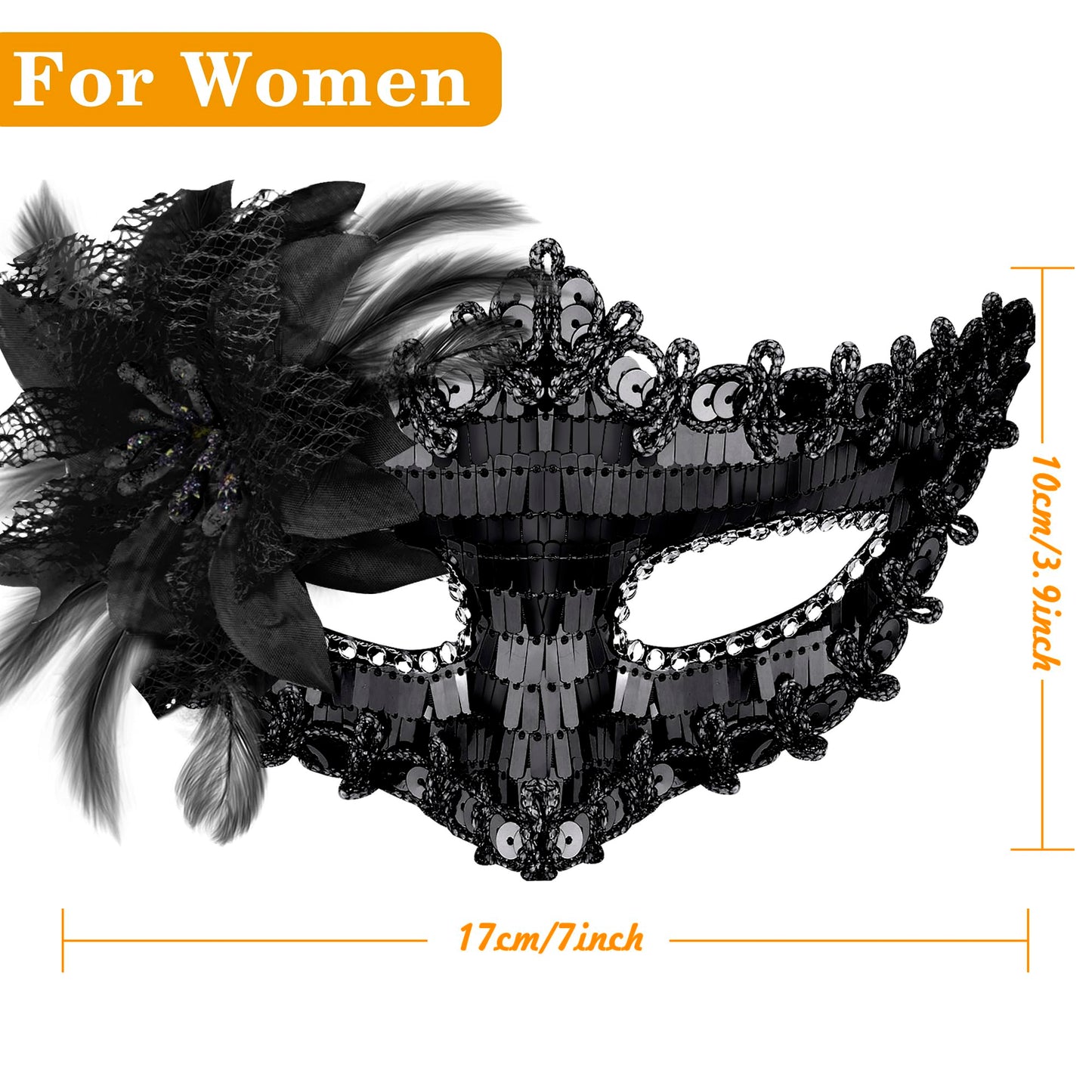 SIQUK Couple Masquerade Masks Sequins Venetian Party Plastic Halloween Costume Rhinestone Mardi