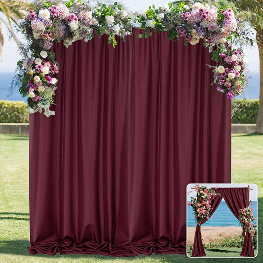 MYSKY HOME Burgundy Backdrop Curtains for Parties, Weddings, Stage - 10ft x 10ft, 2 Panels