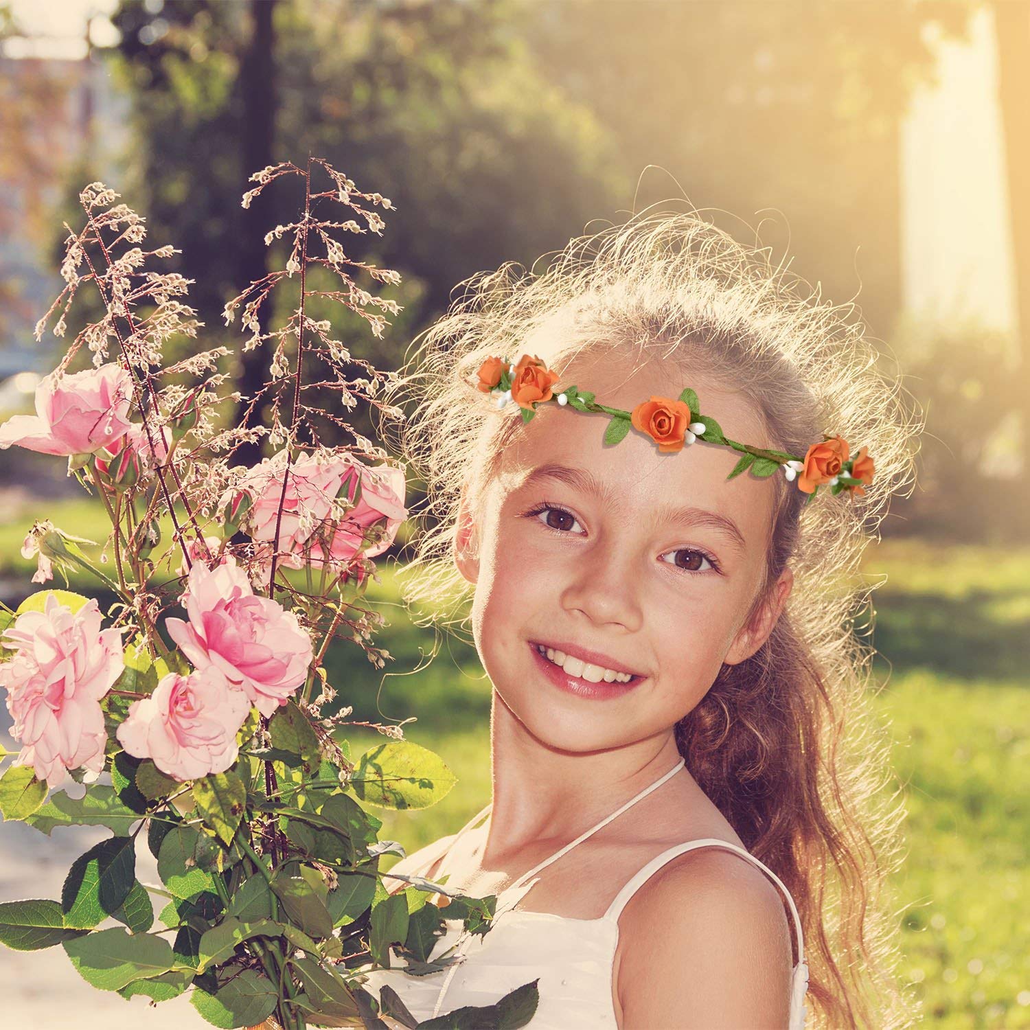 EBOOT 15 Pieces Assorted Colored Flower Crown Wreath Headband Garland Multicolor Headbands Floral