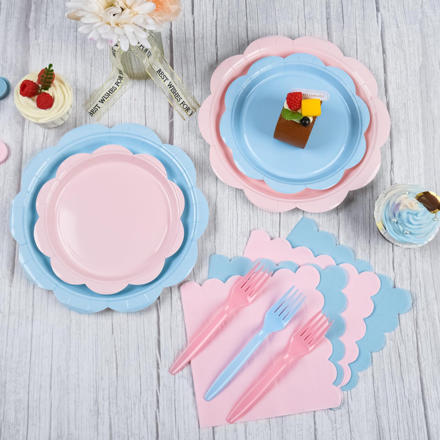 96 Pcs Baby Gender Reveal Plates and Napkins Party Supplies Serve 24 Guests