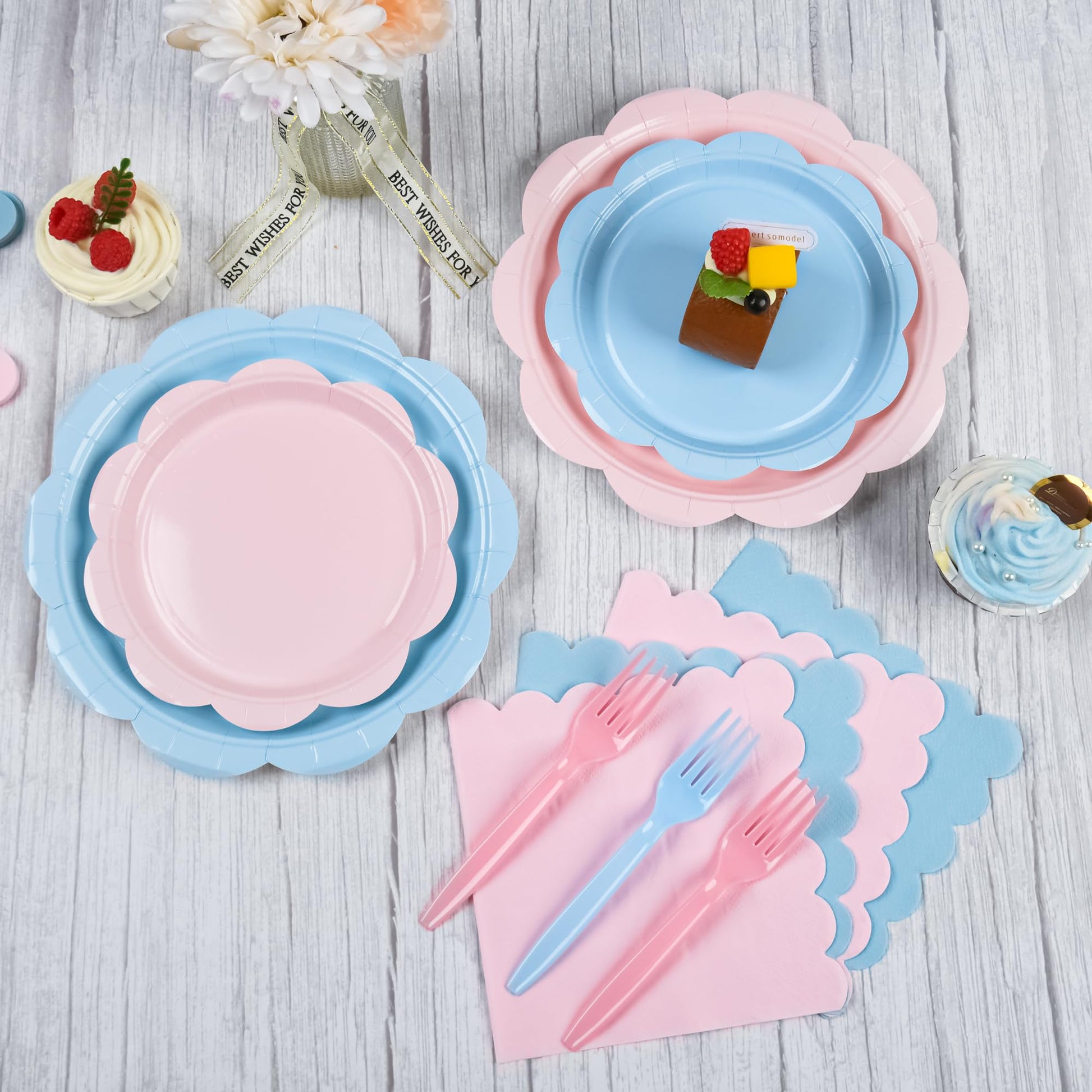 96 Pcs Baby Gender Reveal Plates and Napkins Party Supplies Serve 24 Guests
