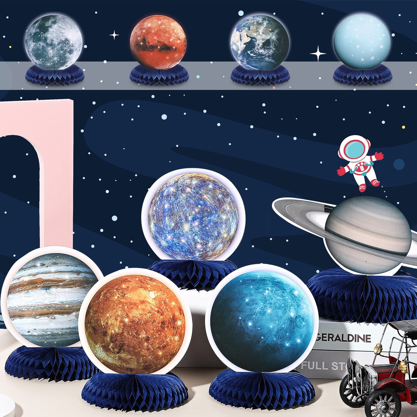 Eersida 10 Pcs Space Party Decorations Solar System Honeycomb Centerpieces