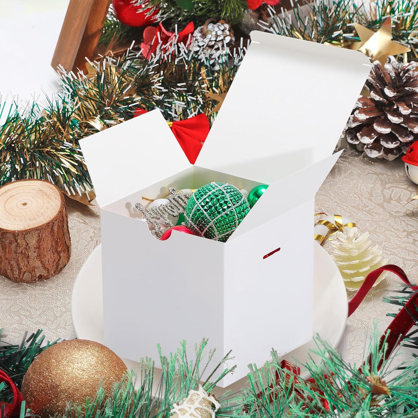 DOYIDE 20 Pack Small Gift Boxes, 6x6x6 Inch White Elegant Paper Boxes with Ribbons, Christmas Gift Box Crafting, Wedding Party Favor, Cupcake, Candy, Bridesmaids Proposal Box