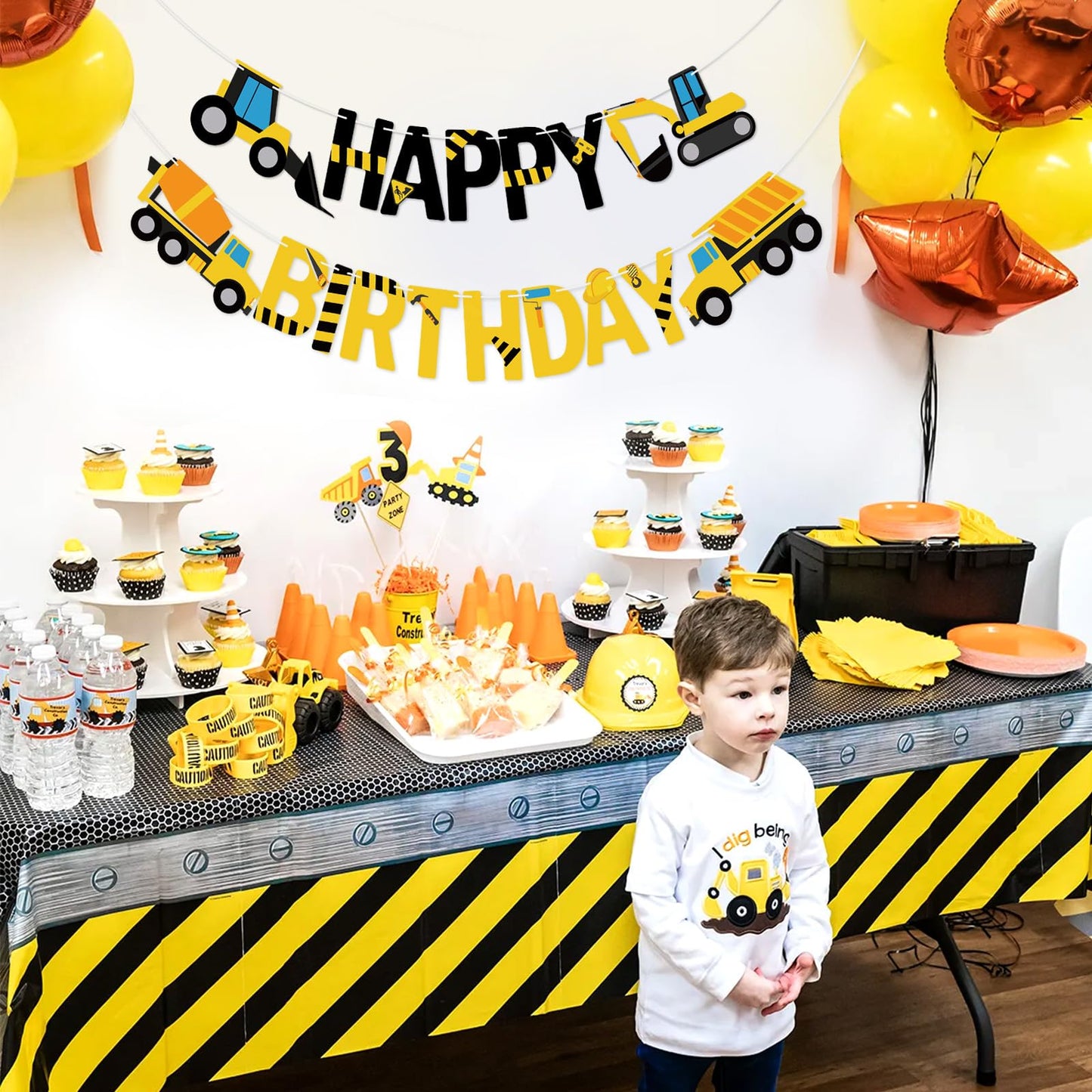 Happy Birthday Banner Construction Party Decorations Construction Birthday Party Supplies for Boys