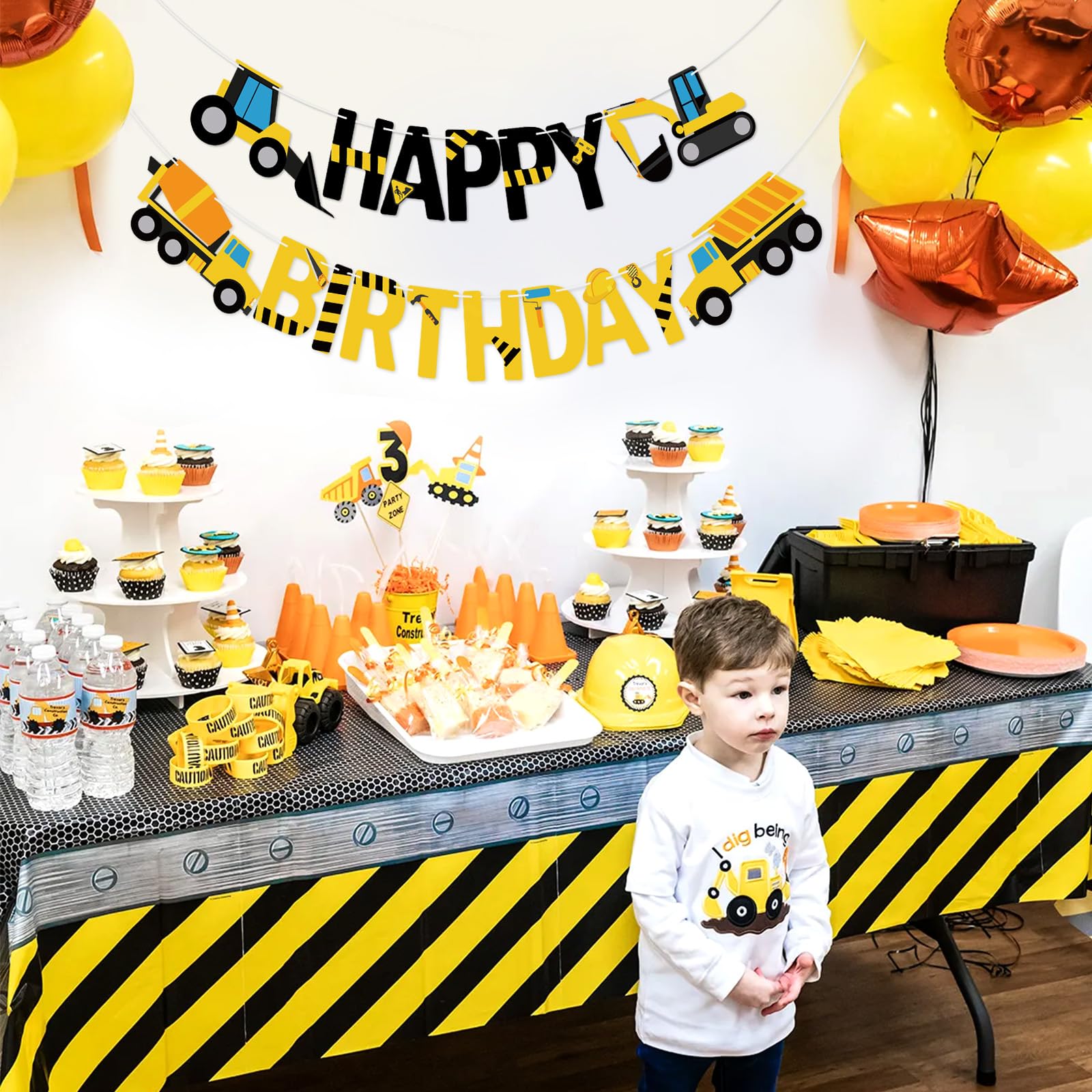 Happy Birthday Banner Construction Party Decorations Construction Birthday Party Supplies for Boys