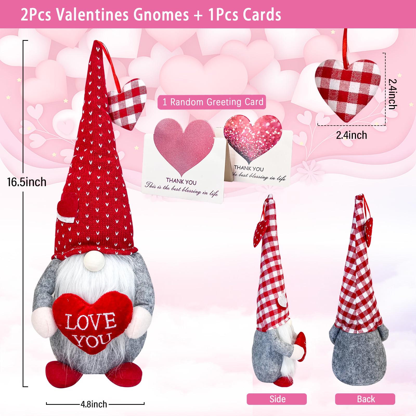 MPINOI Valentines Day Gnome Decor - 2Pcs Valentine Gnomes Plush Home Table Decorations, Mr & Mrs.