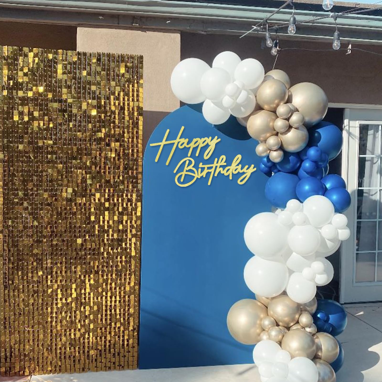 MASTRON Happy Birthday Sign for Backdrop - Glitter Felt Happy Birthday Letter Sign for Balloon Arch