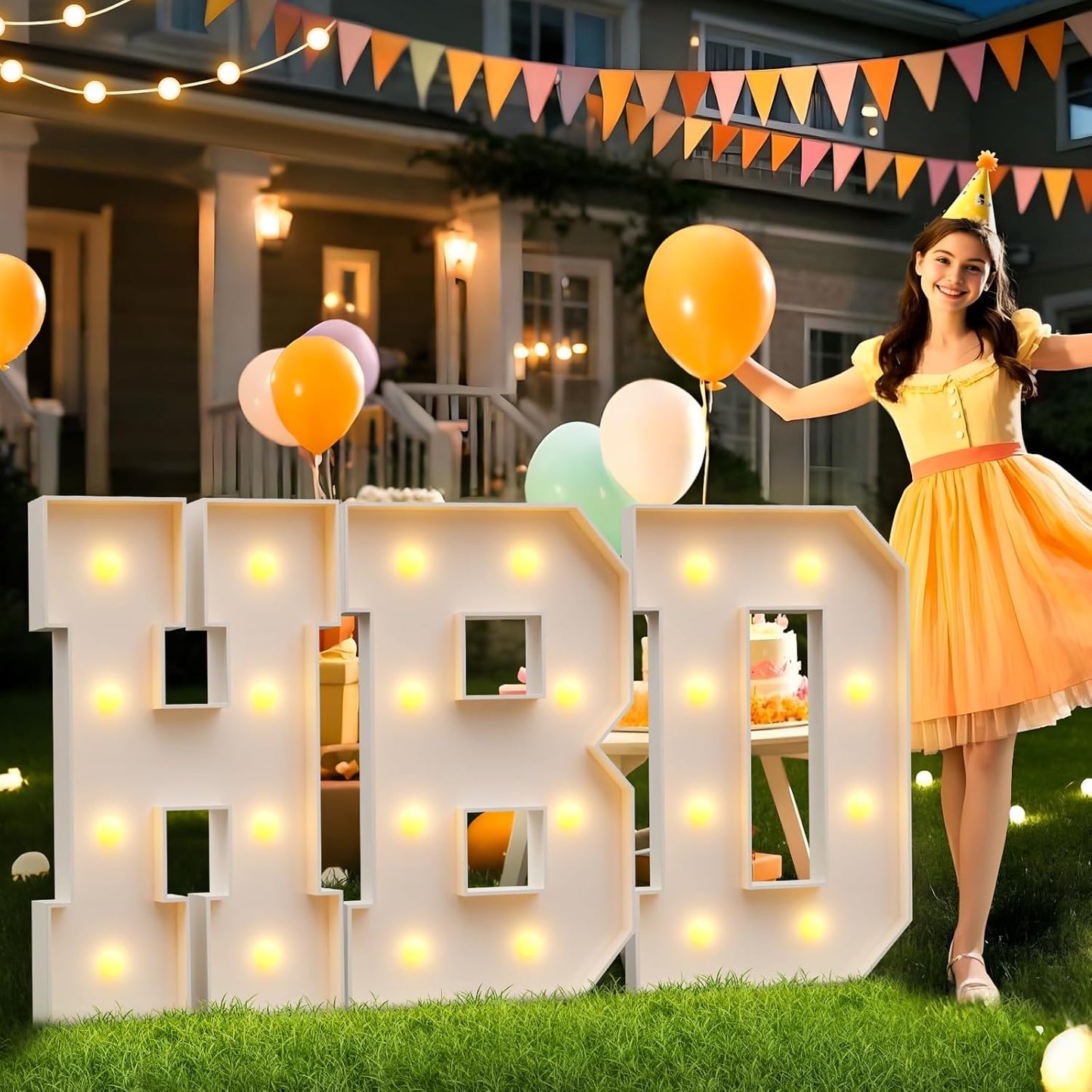 imprsv 3FT Block Marquee Letters, Light Up Letters for Birthday, Baby Shower, Wedding & Engagement Parties, G