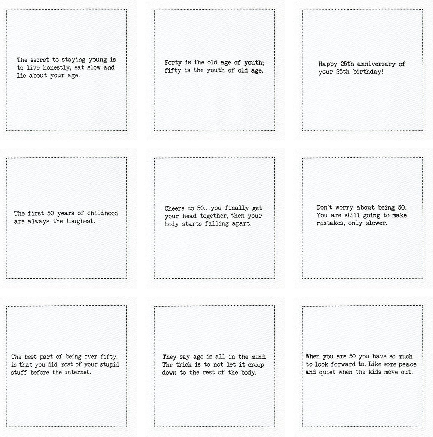 Five Star Napkins 50th Birthday Quotes White Cotton Cocktail Napkins, Beverage Napkins, Bar Napkins, Cloth Napkins, Party Napkins, Events, Holidays, Weddings, Birthdays, Disposable, 4.5" x 4.5"- (50x)