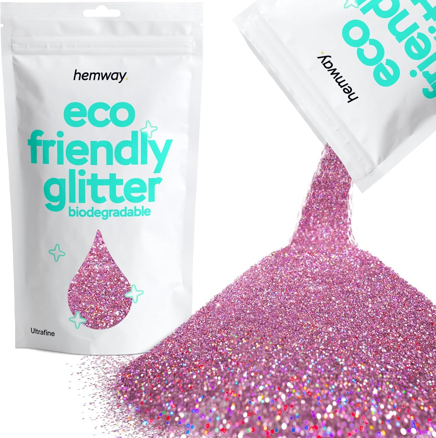 Hemway Eco Friendly Biodegradable Glitter 100g / 3.5oz Bio Cosmetic Safe Sparkle Vegan for Face, Eyeshadow, Body, Hair, Nail and Festival Makeup, Craft - 1/128" 0.008" 0.2mm - Pink Holo
