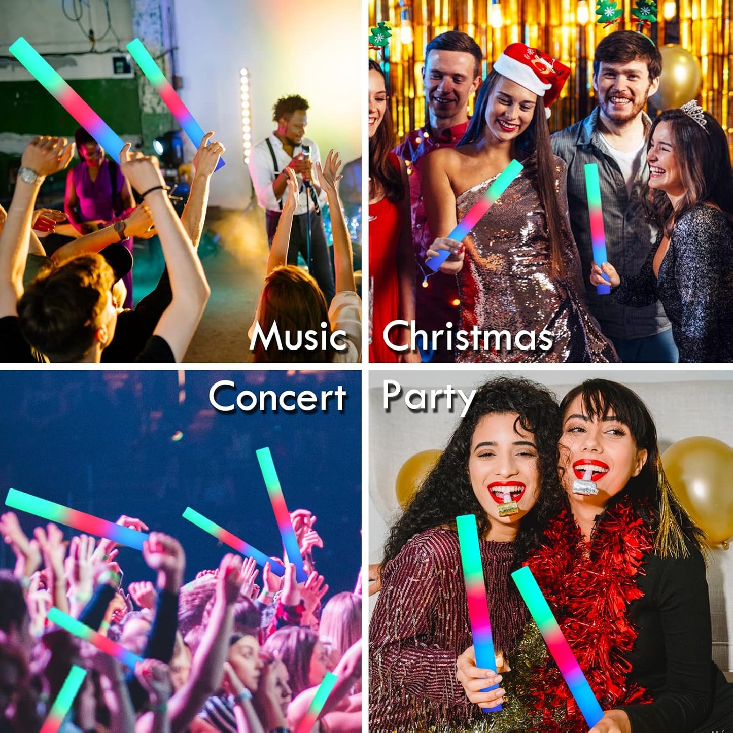 35 Pcs Foam Glow Sticks Bulk, LED Light Up Foam Sticks, Glow in the Dark Party Supplies for Adults Wedding Halloween Birthday Christmas Rave Party Favors 3 Flash Modes