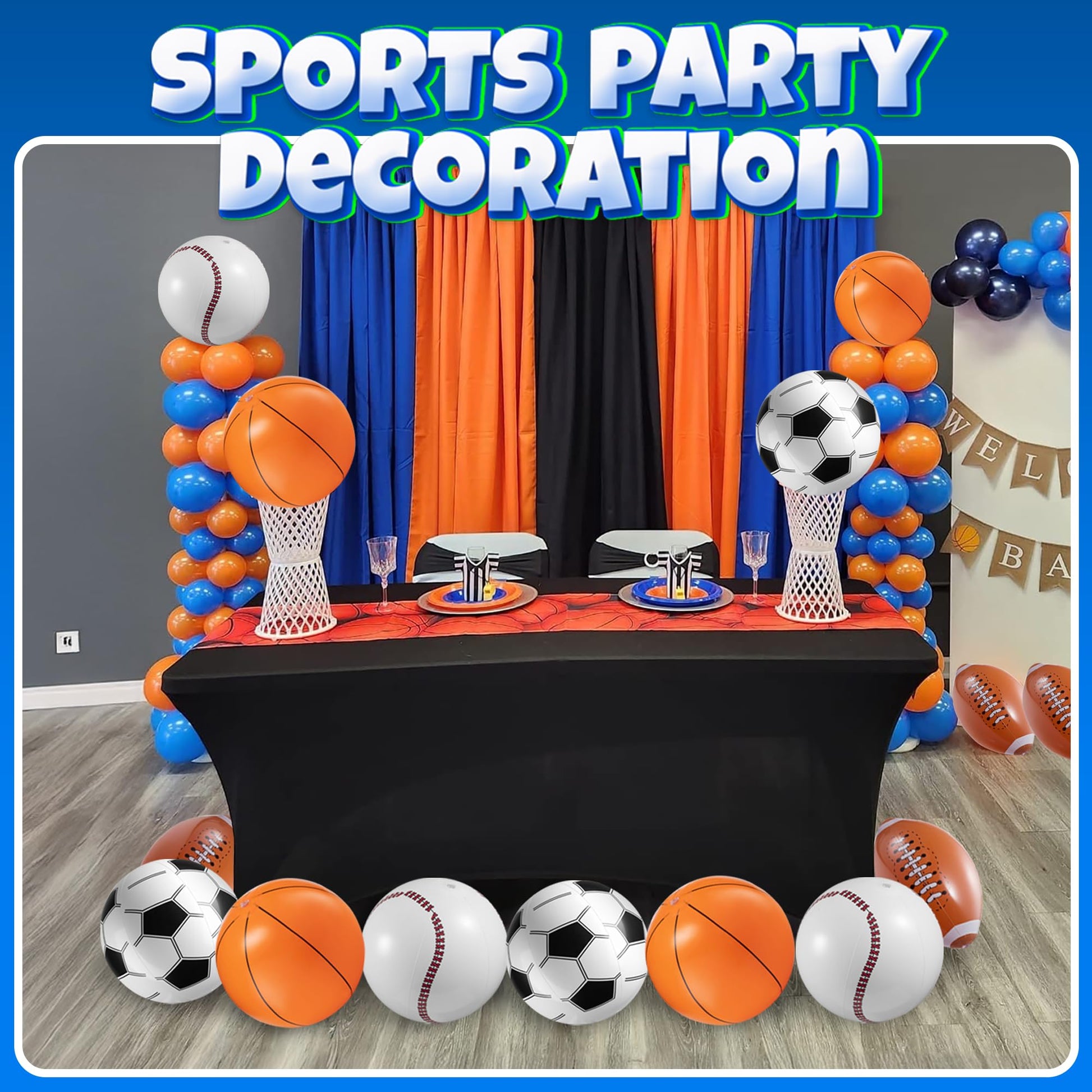 16" Inflatable Sports Beach Balls Variety Pack (12 Pcs) - 3 of Each Sport