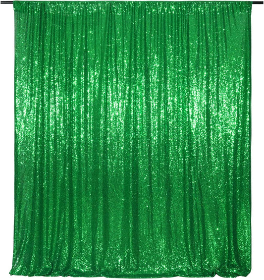 Poise3EHome 8FT x 10FT Green Sequin Photography Backdrop Curtain for Party Decoration, Green