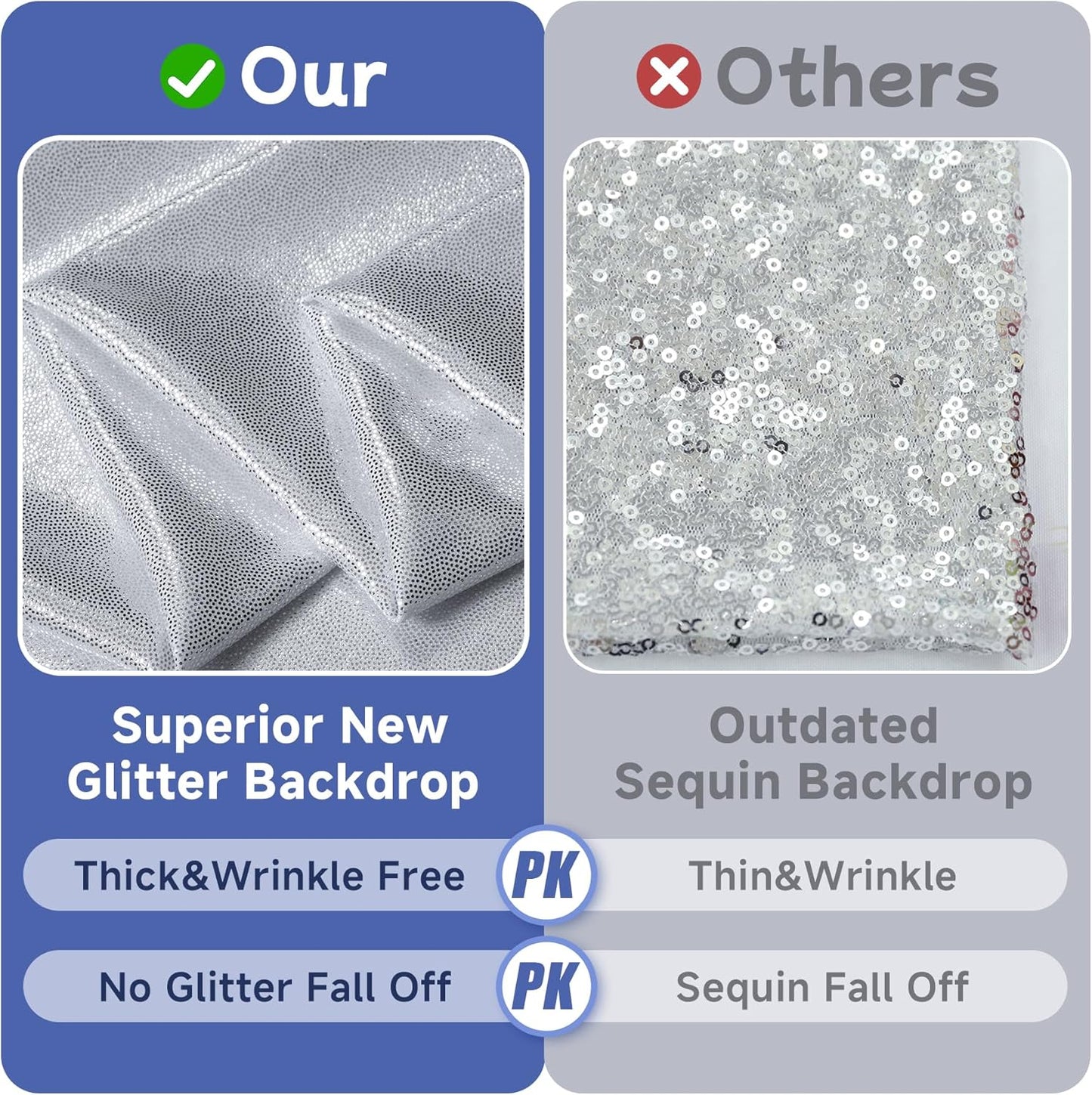 leegleri 30x10ft Thick Silver Glitter Backdrop Curtain Panels for Parties, Wrinkle Free Sequin Sparking Photo Backdrop Drapes, 6Panels 5x10ft Shimmer Back Drop Cloth for Wedding Birthday Photography