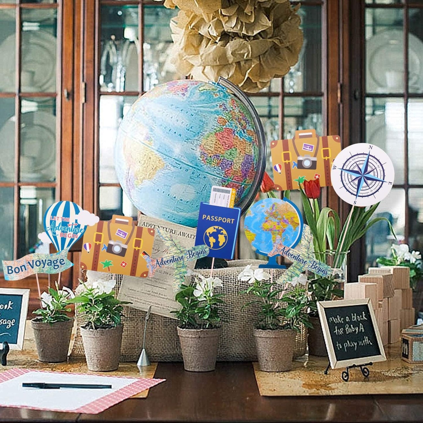 Yaaaaasss! Travel Theme Centerpiece Sticks 21PCS Bon Voyage Party Decor