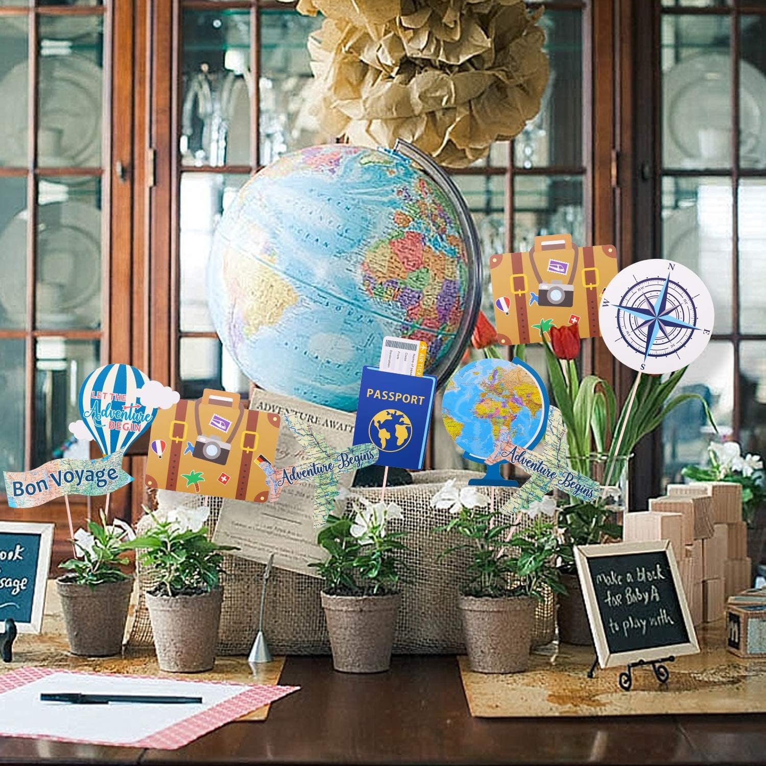 Yaaaaasss! Travel Theme Centerpiece Sticks 21PCS Bon Voyage Party Decor