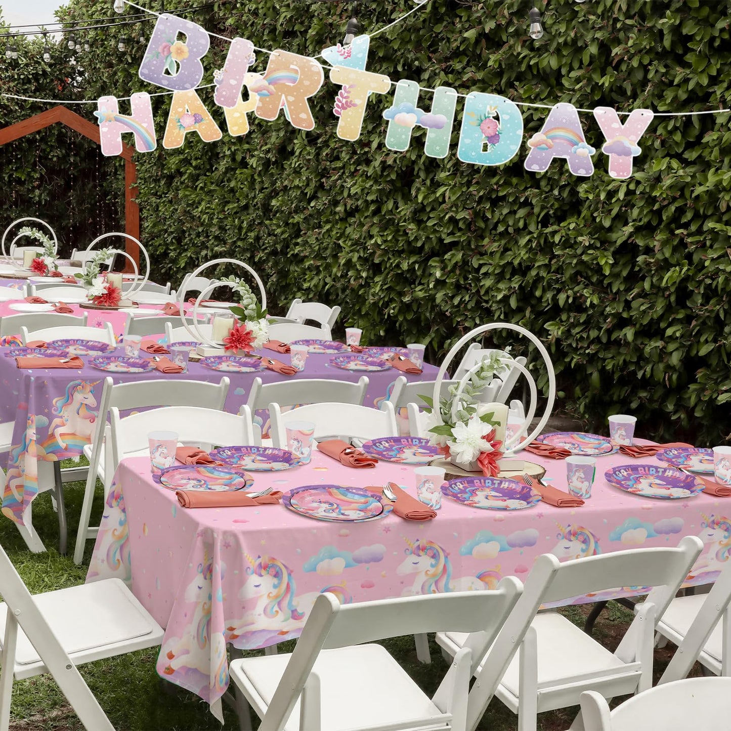 birthday Party Supplies Kit for 24 Guests - for Unicorn Birthday Decorations, Includes Dinner &