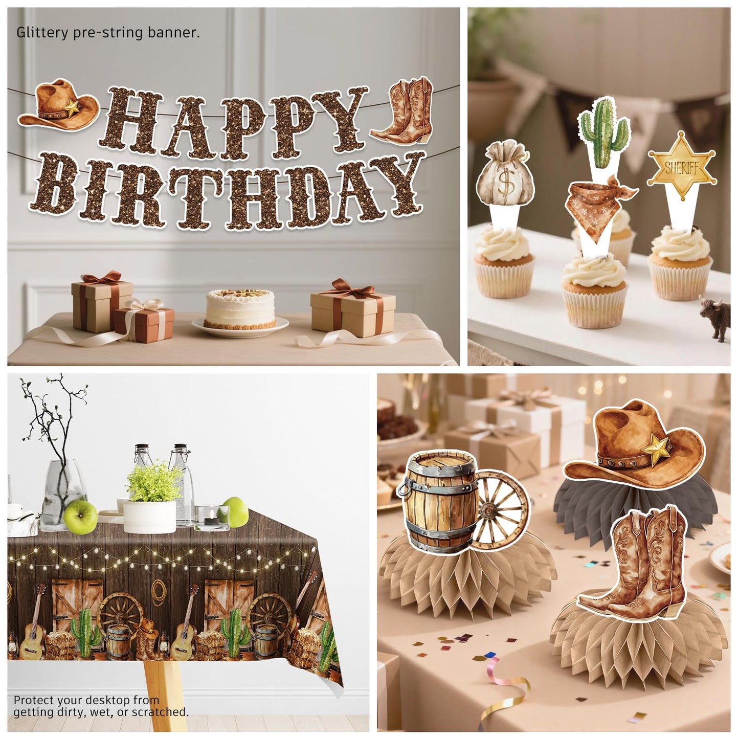 205PCS Xynic Western Cowboy Birthday Party Decorations Set for 25 Guests