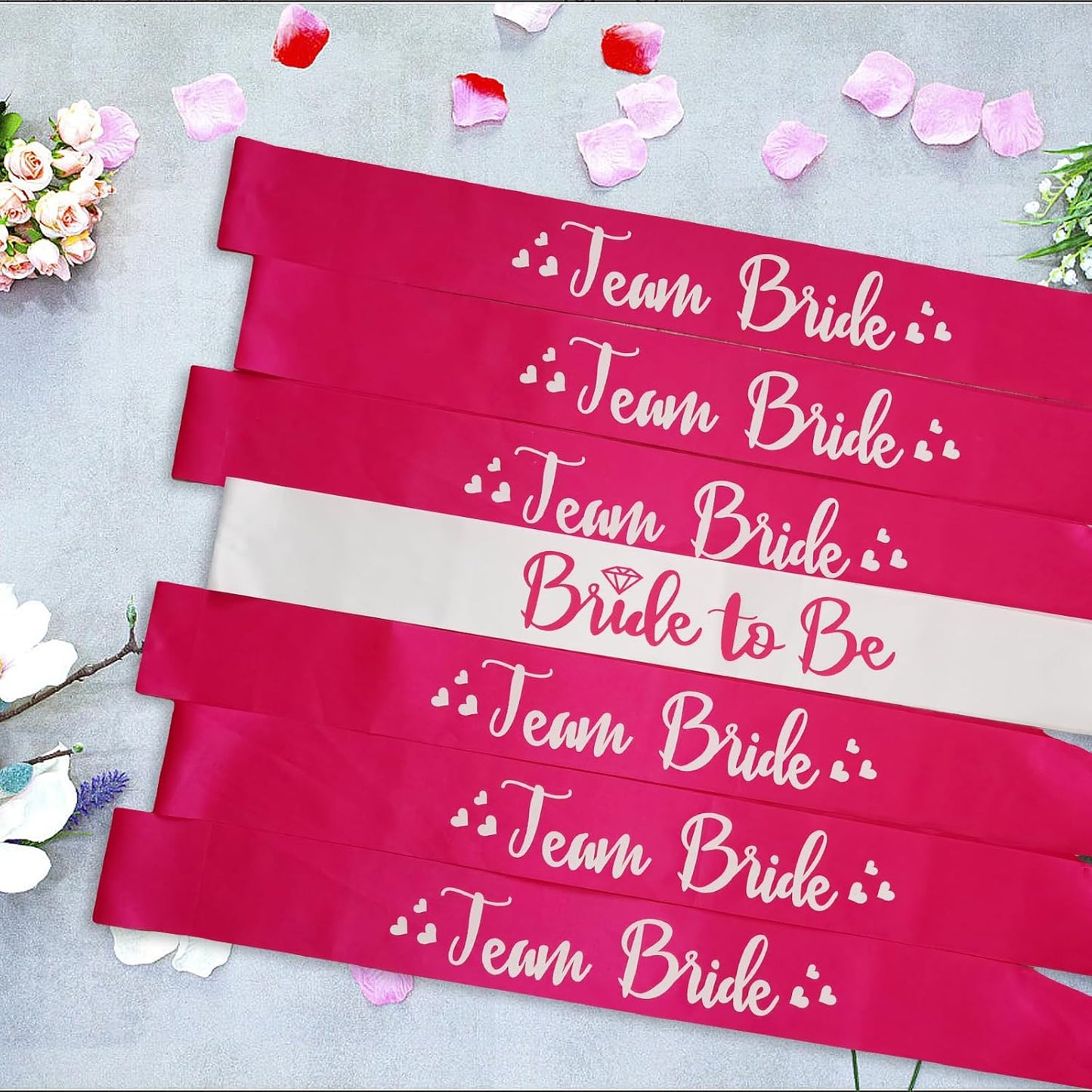 7 Pack Bachelorette Sashes Hot Pink, 1 White Bride to Be Sash and 6 Team Bride Sashes Bridal Shower Sash Fun Bridesmaid Sashes for Bachelorette Wedding Party