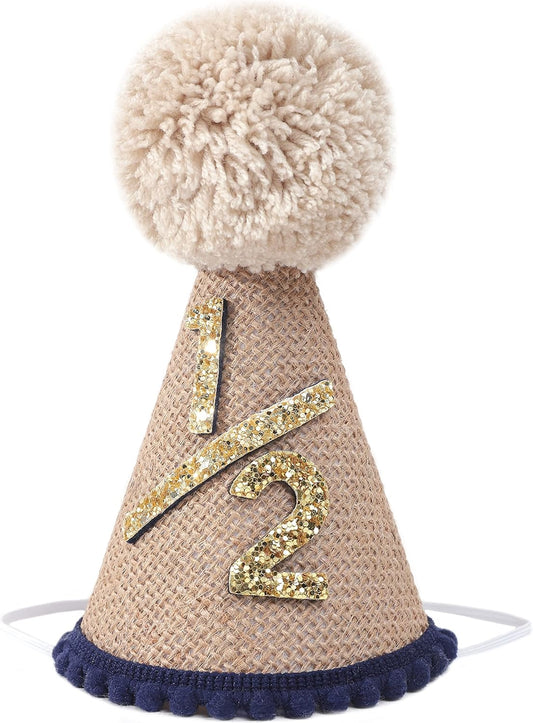 WAOUH Half Birthday Hat - Bow Cake Smash Crown for 6 Month Baby, Mini Photo Prop