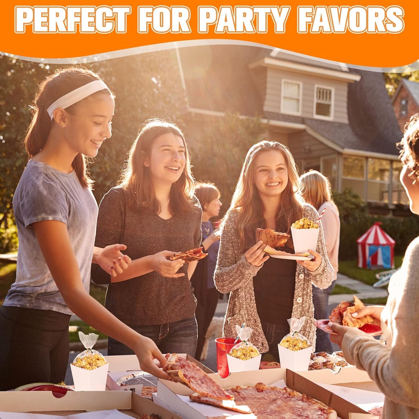 400 Pcs Zopeal Mini Popcorn Boxes and Clear Treat Bag Set, Bulk Popcorn Bags Open Top Paper Popcorn Containers with Treat Bags Popcorn Candy Boxes for Movie, Party, 3 x 4 Inch (White)