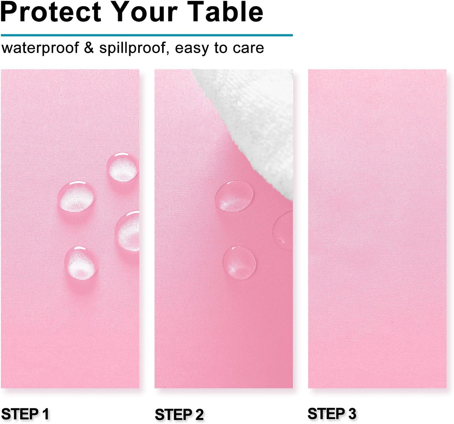 Hiasan Pink Tablecloth Rectangle - Waterproof & Spillproof and Washable Oblong Table Cloth for Dining/Party, 60 x 140 Inch