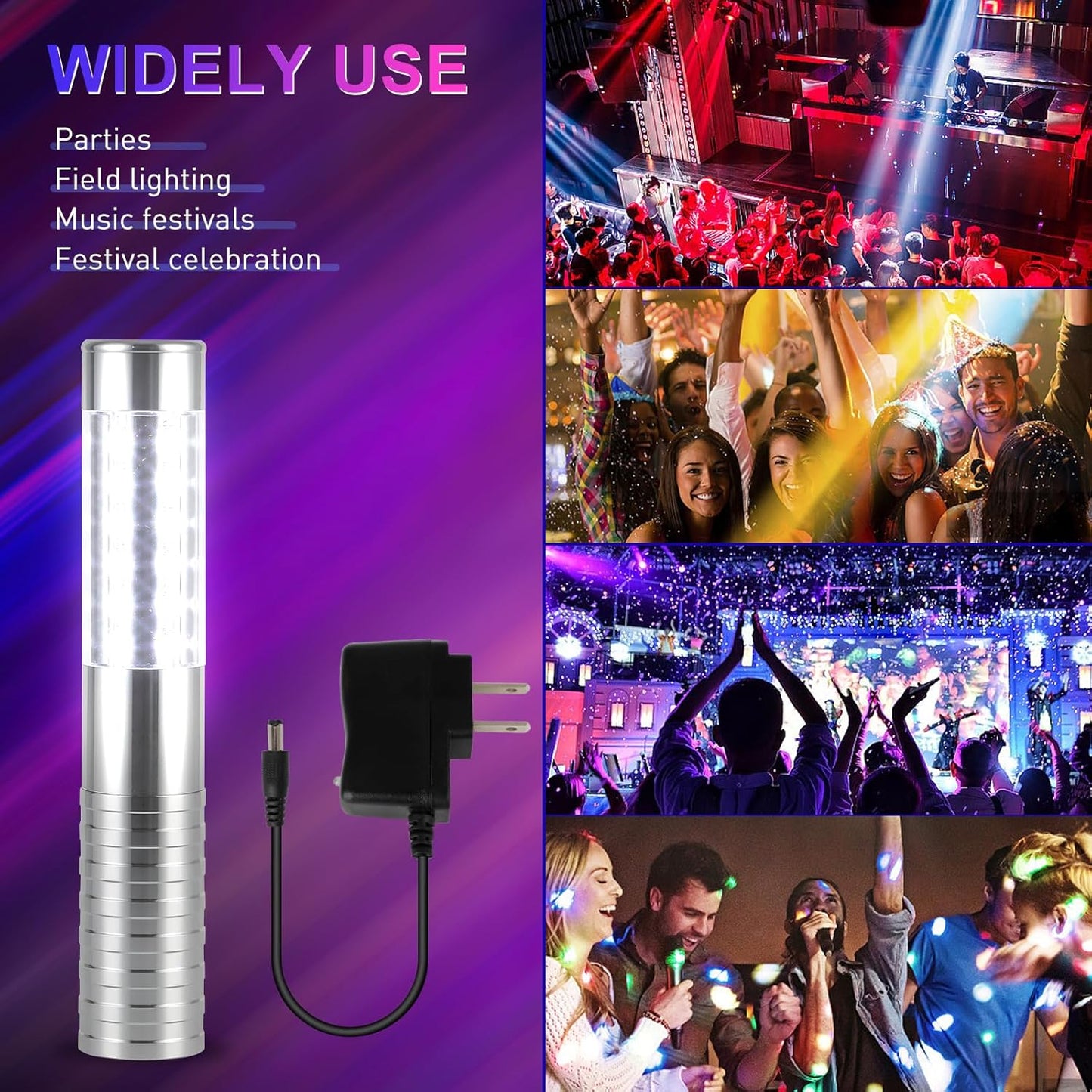 WILON Bottle Service Lights Rechargeable Bottle Service Sparklers Reusable Handheld Girl Lights LED Baton Strobe Light for Parties Bar Club Nightclub Birthday Weddings - 2 Pack