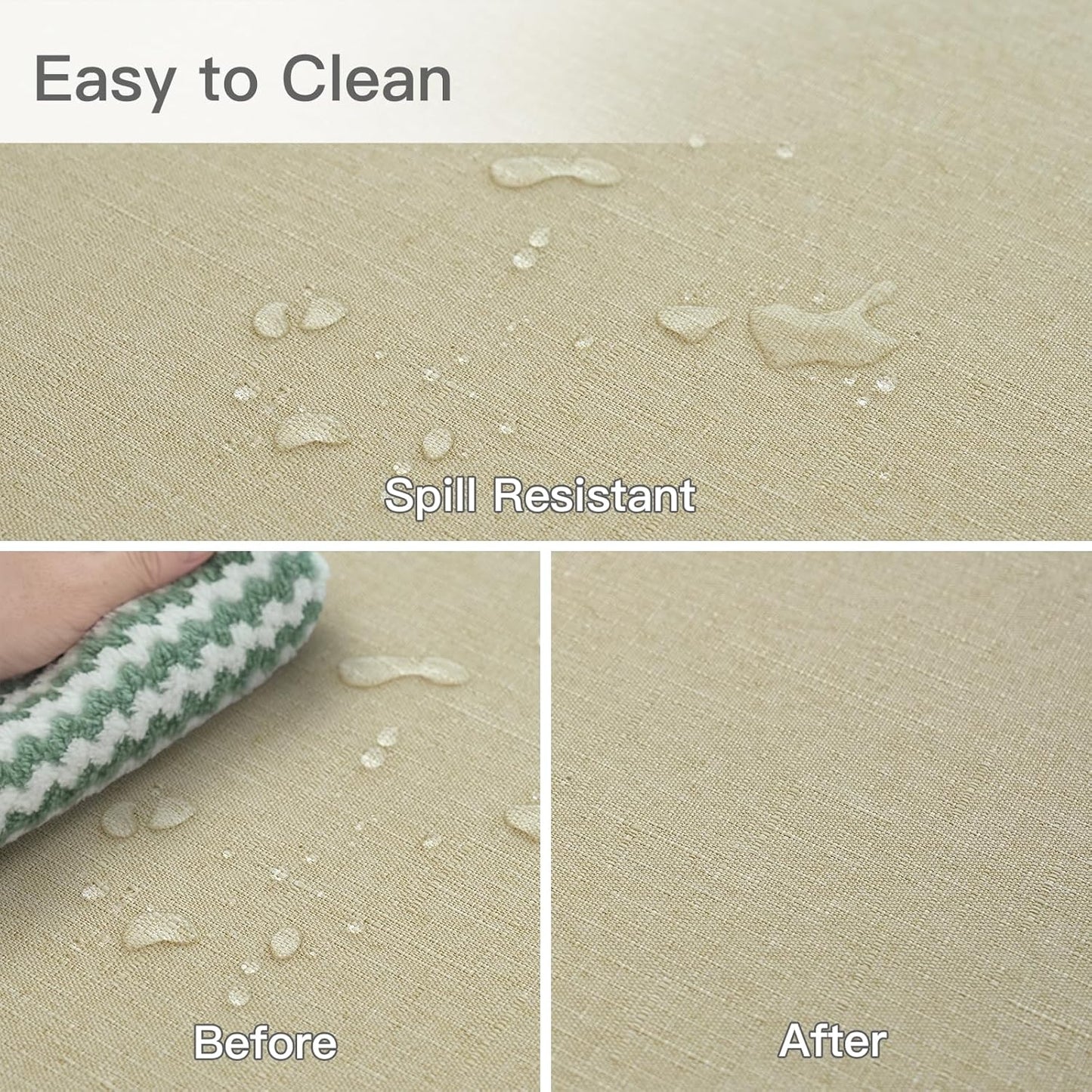 maxmill Square Linen Textured Tablecloth Waterproof Spillproof Wrinkle Free Soft Slubby Textured Table Cloth for Dinner and Party Washable Wipeable Fabric Table Cover Decoration, 60 x 60 Inch, Beige