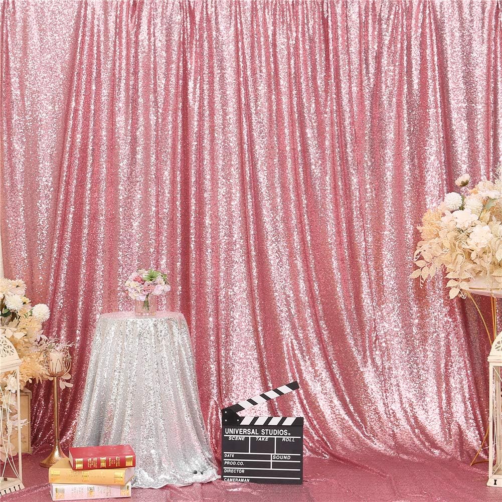 Eternal Beauty Fuchsia Pink Sequin Backdrop, 4x7 Ft Glitter Background Curtains for Shimmer Photography Party Wedding Birthday Back Drop Decor