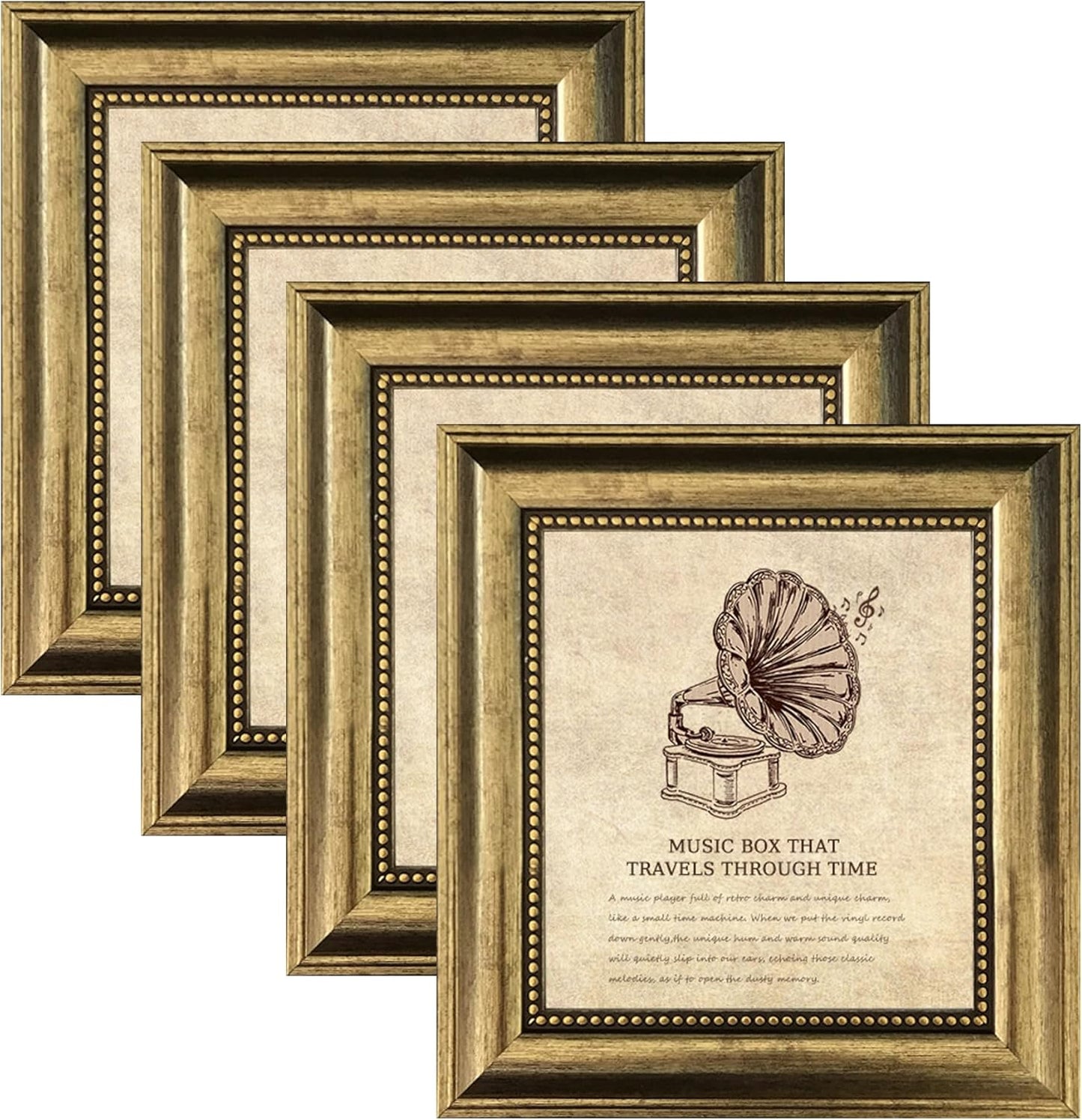 5x5 Picture Frame with Real Glass, 4 set Ornate Vintage Picture Frames for Wall or Tabletop Display, Gold 5 x 5 Frame for Wall home best gift