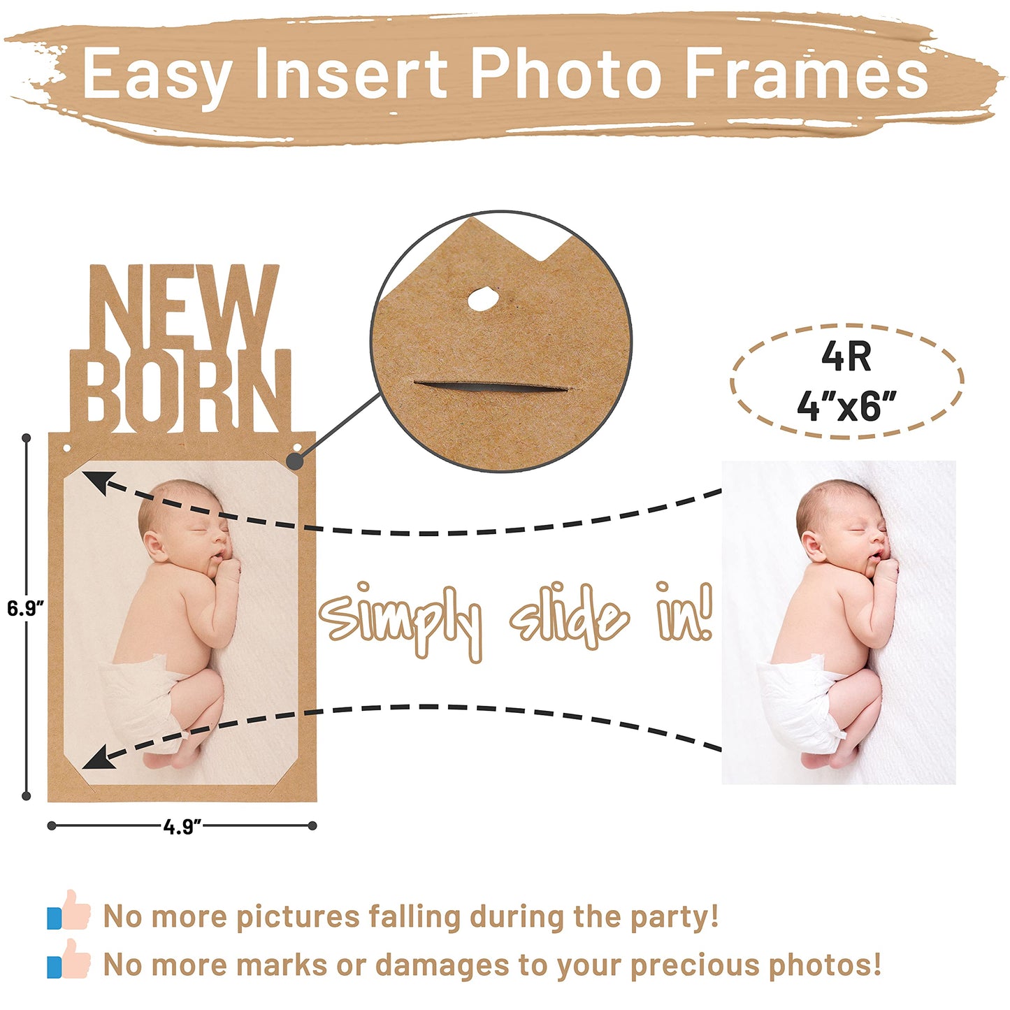 PartyHooman 1st Birthday Photo Banner for Baby from Newborn to 12 Months, First Birthday