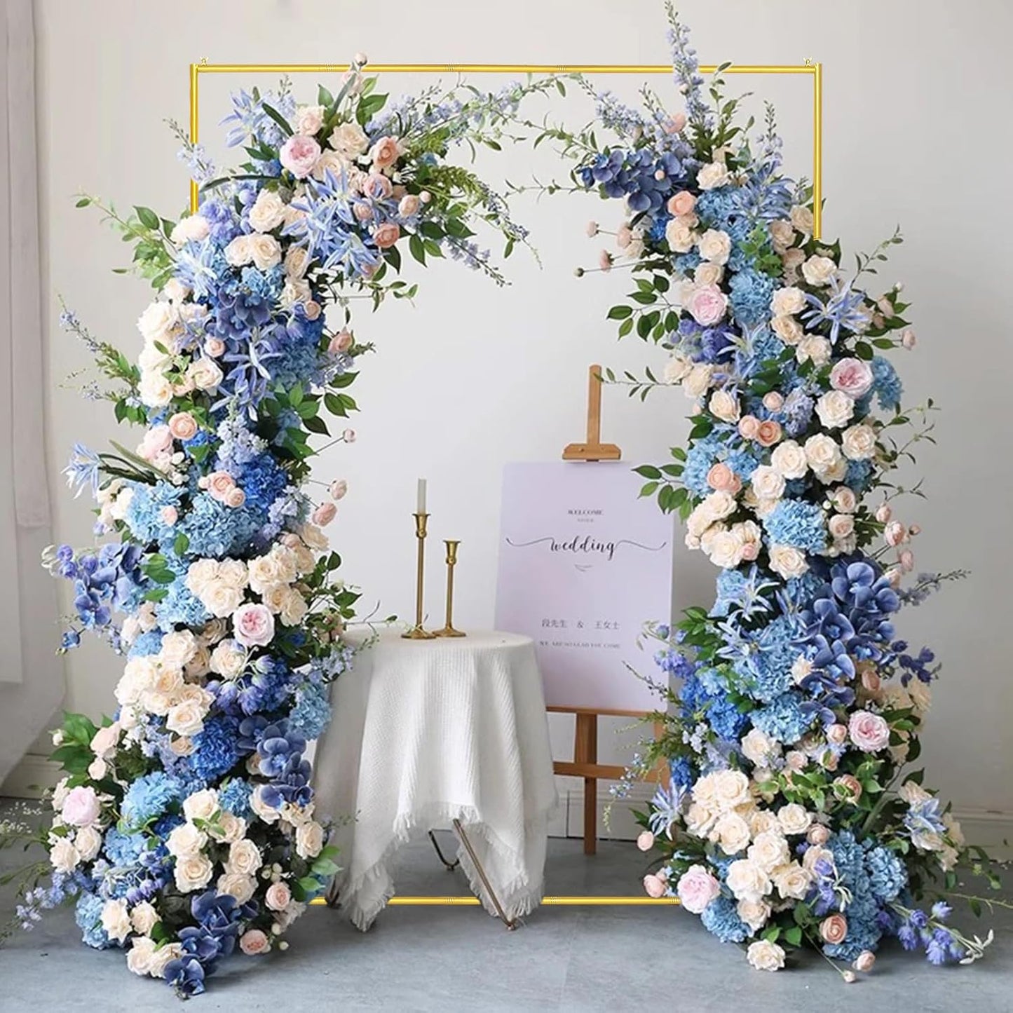 Metal Wedding Arch Backdrop Stand 6.6x5 FT Gold Square Balloon Arch Frame for Wedding, Birthday Party, Baby Shower Ceremony Decoration