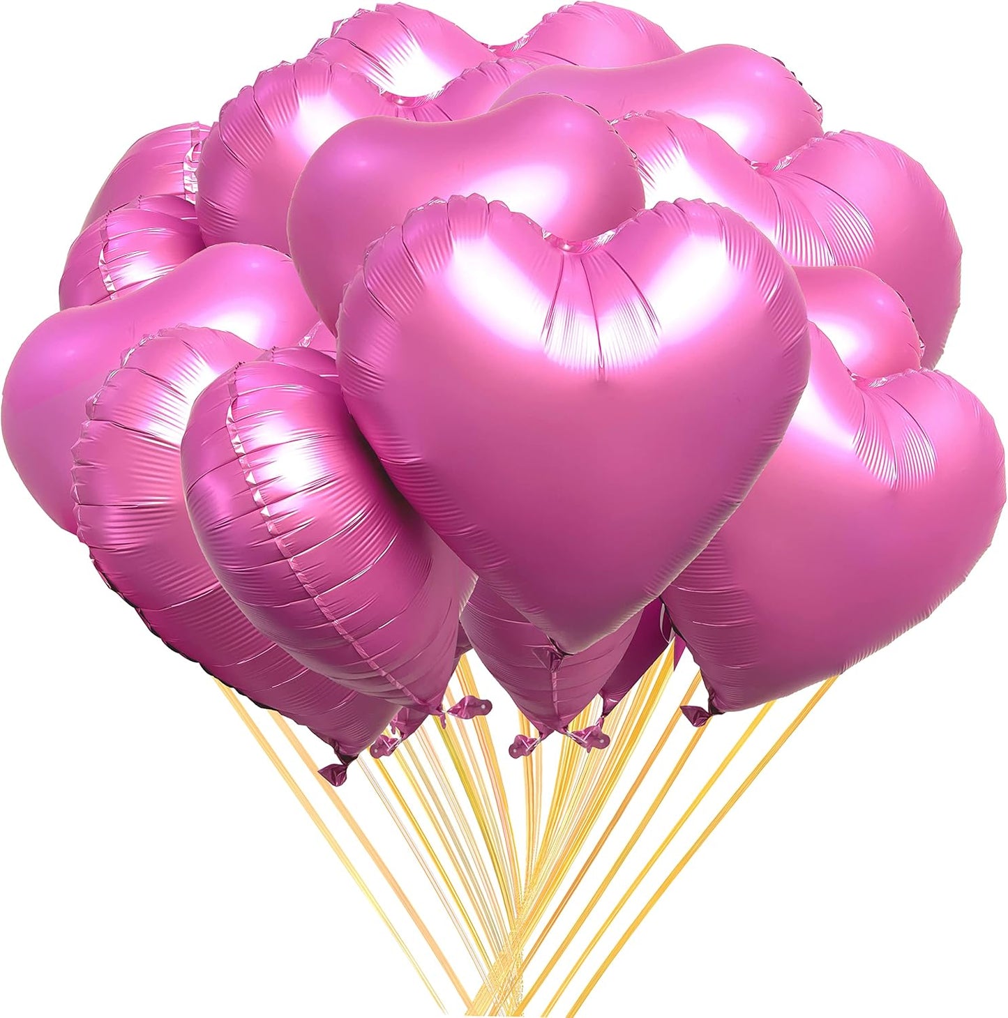 Jonhamwelbor 20Pcs 18 inch Metallic Pink Foil Mylar Heart Shape Balloons Decorations Valentines Birthday Wedding Baby Shower Party (Metallic Pink)