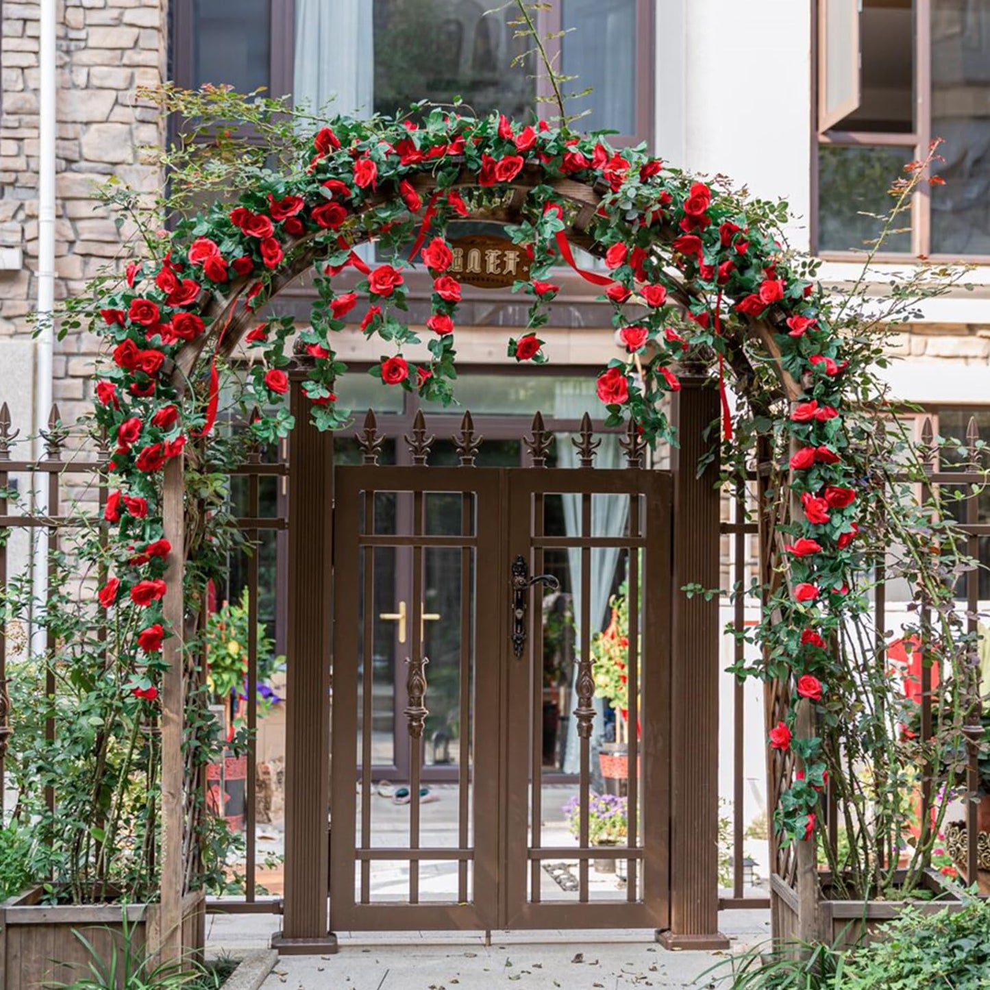 SWSTINLING 2 Pack 16FT Artificial Silk Rose Garland Vine