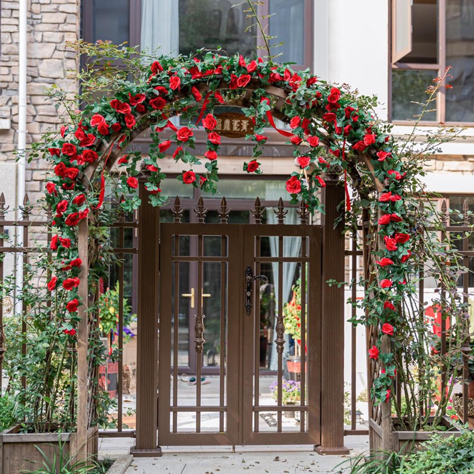 SWSTINLING 2 Pack 16FT Artificial Silk Rose Garland Vine
