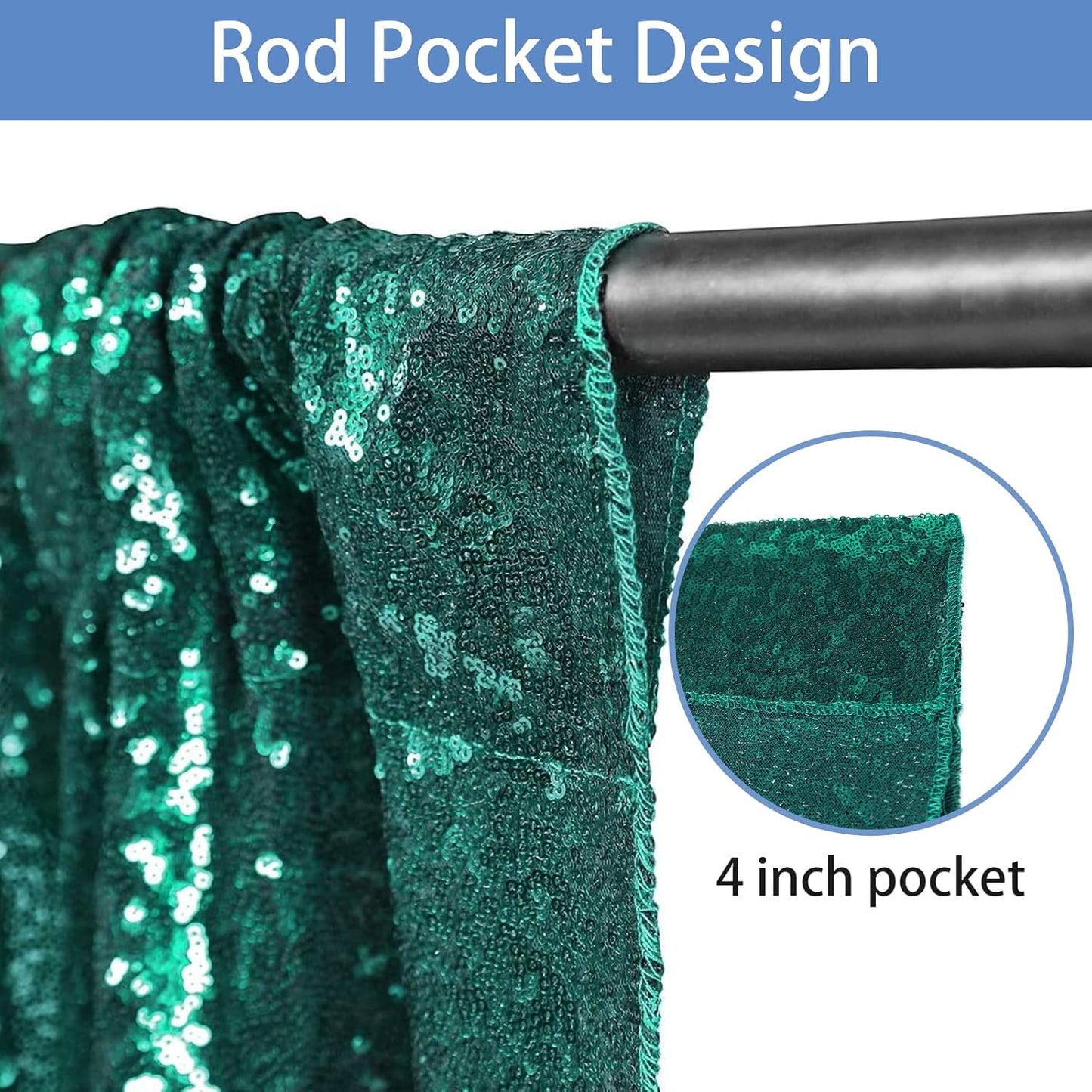 Hahuho Hunter Sequin Backdrop Curtain, 2PCS 2FTx8FT Glitter Backdrop Curtain for Parties, Christmas, Wedding, Party Decoration（2 Panels, 2FT x 8FT, Hunter