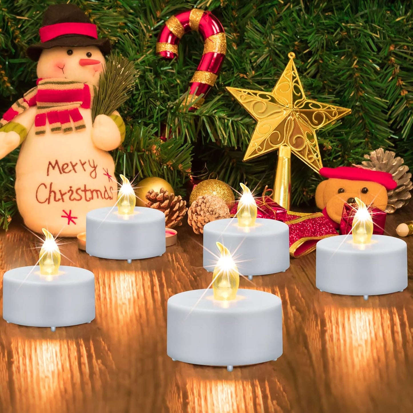 Battery Operated LED Tea Lights: 12PACK Flameless Votive Candles Lamp Realistic and Bright Flickering Holiday Gift Long Lasting 150Hours for Seasonal & Festival Celebration Warm White