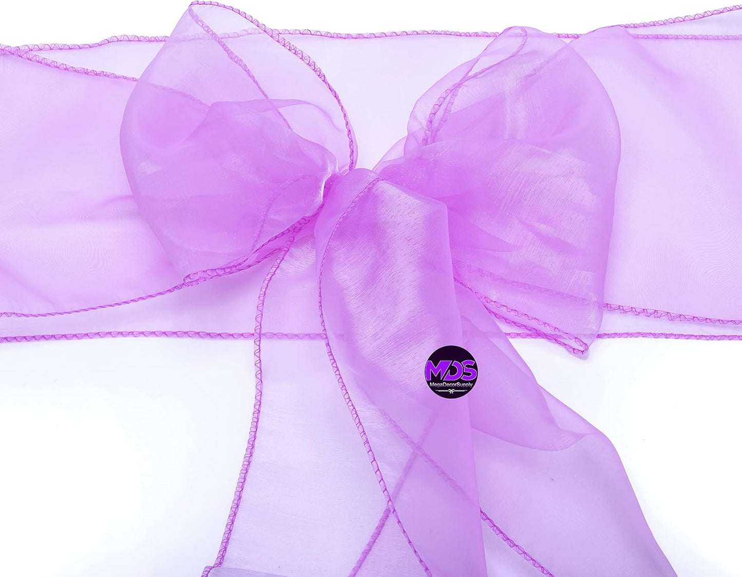 MDS Pack of 150 PCS Organza Chair Sashes Wider Dining Chair Bows Ribbon Tie Back for Wedding Party Birthday Bridal Shower Reception Event Banquet Home Chair Cover Decoration - Light Purple