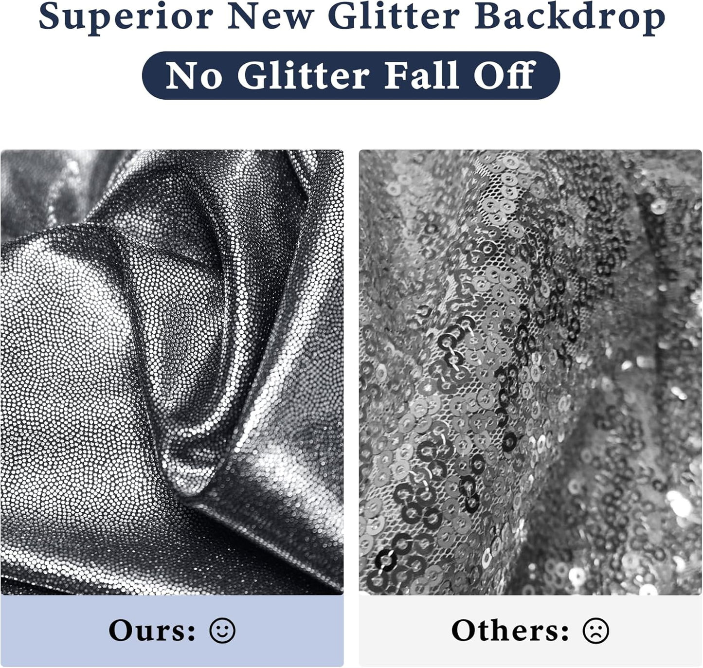 Outpain Thick 20 ft x 10 ft Black Silver Sequin Backdrop Curtain for Parties, Wrinkle Free Glitter Photo Backdrop Drapes 4 Panels 5x10ft Black Silver Back Drop Cloth for Wedding Photography Background