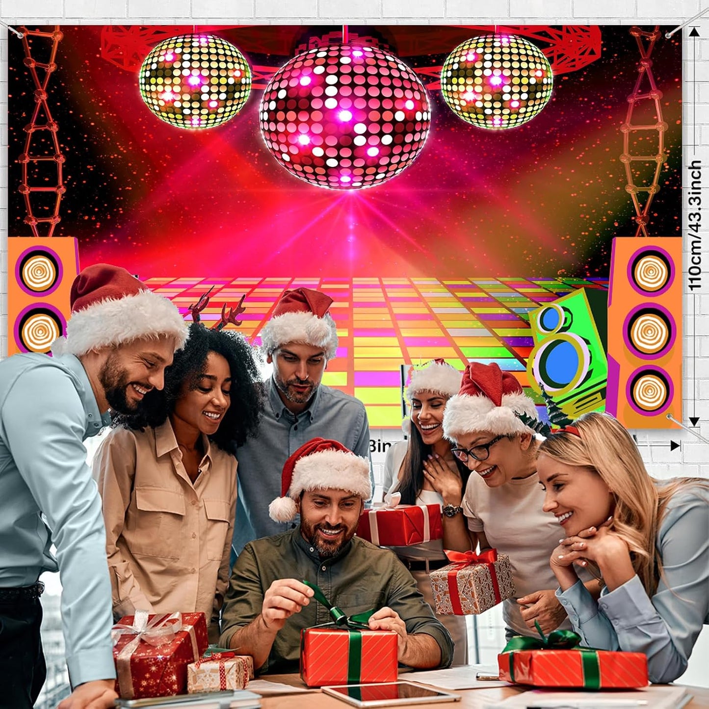 Dance Party Backdrop Retro 80s 90s Theme Stage Dance Ball Music Birthday Party Decoration DJ Photography Background 6 x 4 ft for Baby Shower Picture Photo Shoot Polyester Fabric, Red