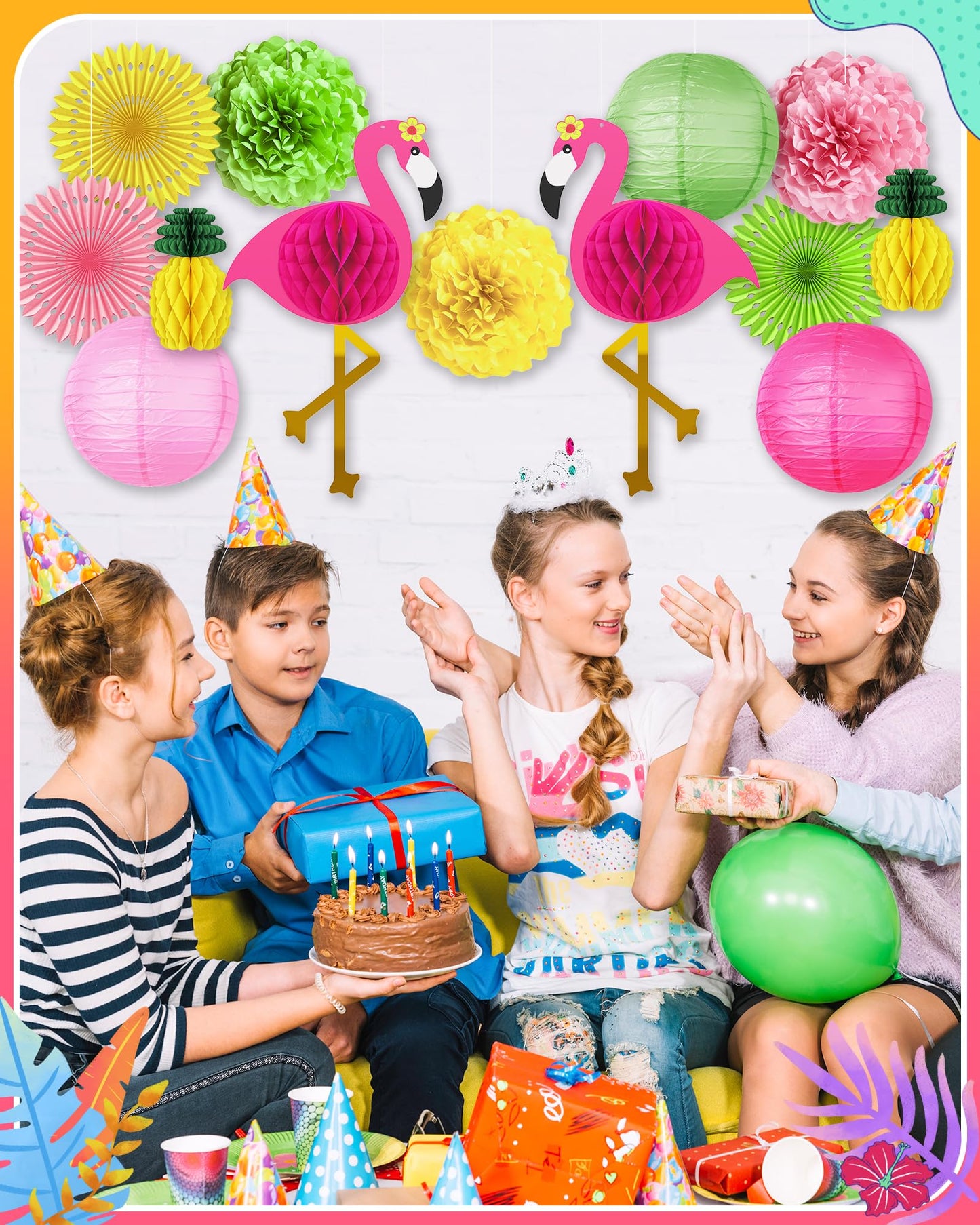 Flamingo Hawaiian Luau Party Decorations, Pool Summer Tropical Decorations