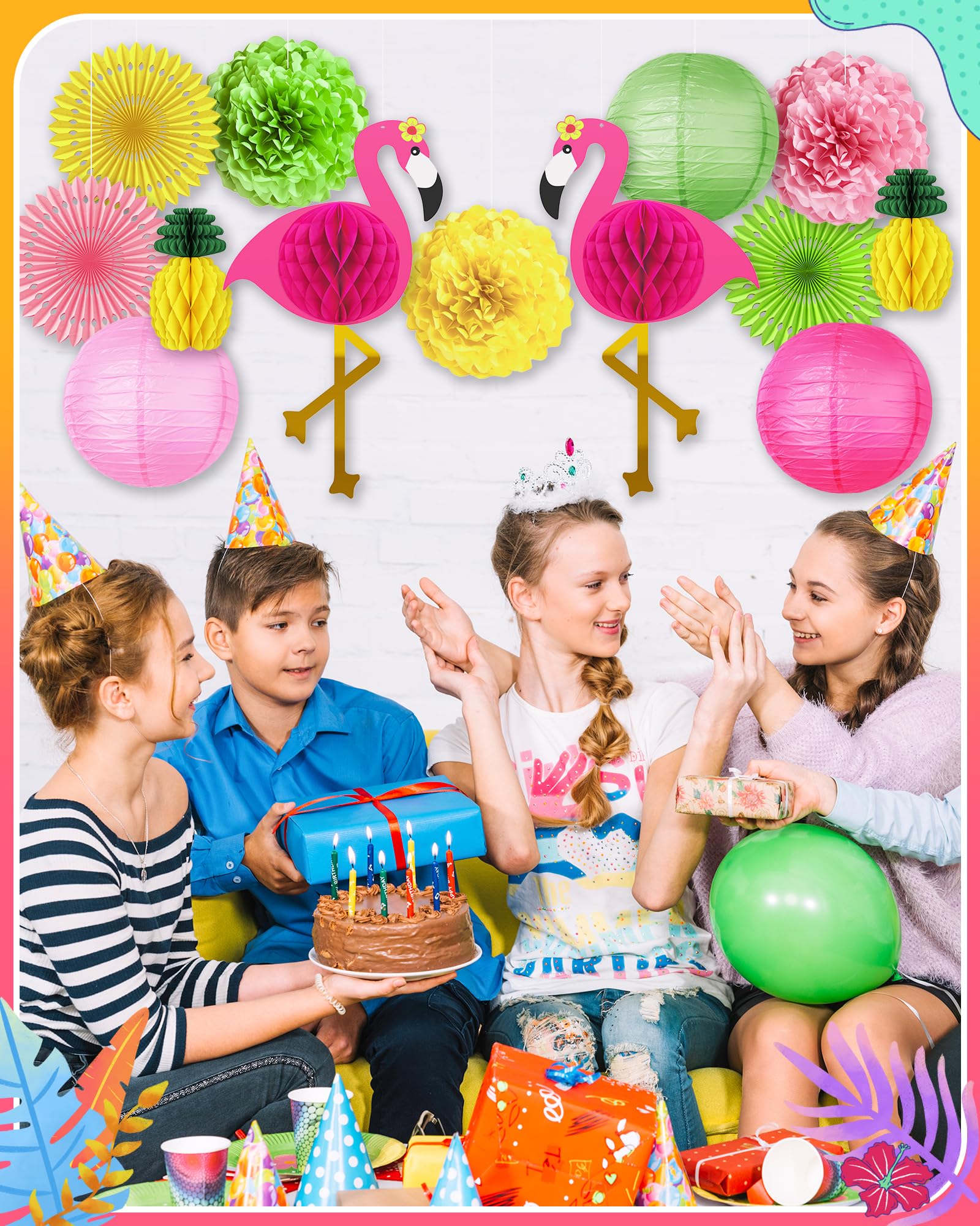 Flamingo Hawaiian Luau Party Decorations, Pool Summer Tropical Decorations