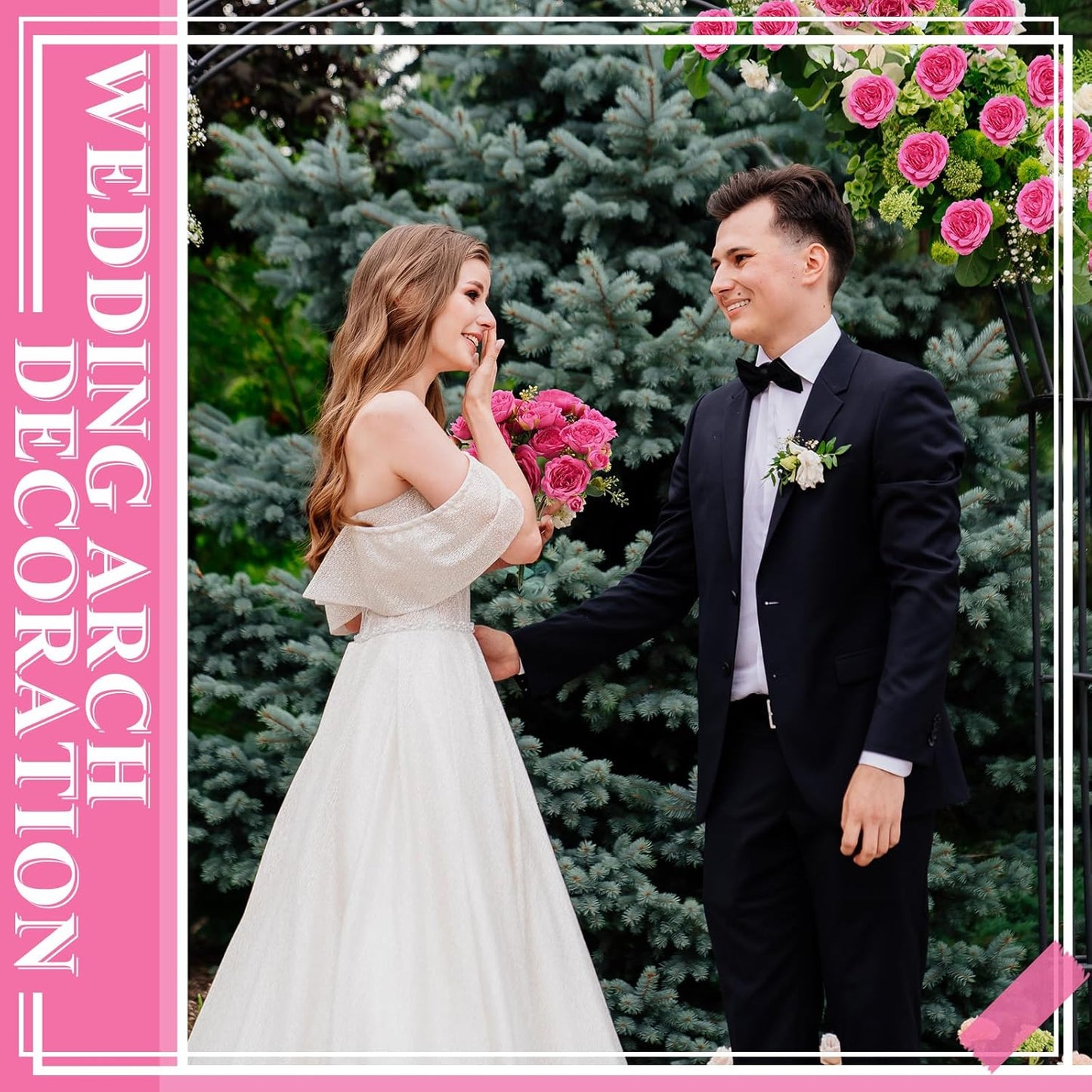 8 Bundles Artificial Peonies Flowers Boho Faux Flowers Arrangements Artificial Centerpiece Spring Bouquet Floral Wedding Decoration for Vase (Hot Pink)