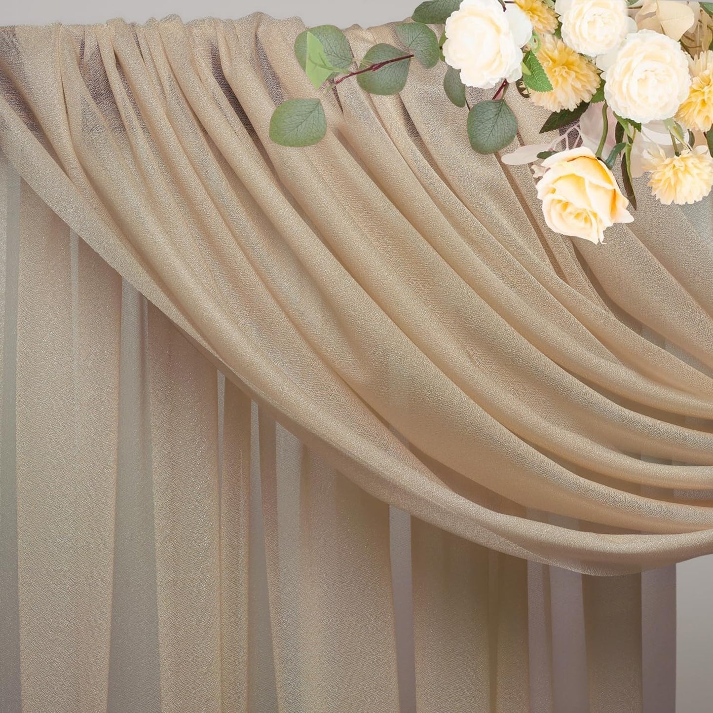 Wokceer Wedding Arch Draping Fabric Nude 28.7" x 20FT Sheer Drapes Backdrop for Ceremony, Birthday Party, Bridal Shower Decoration