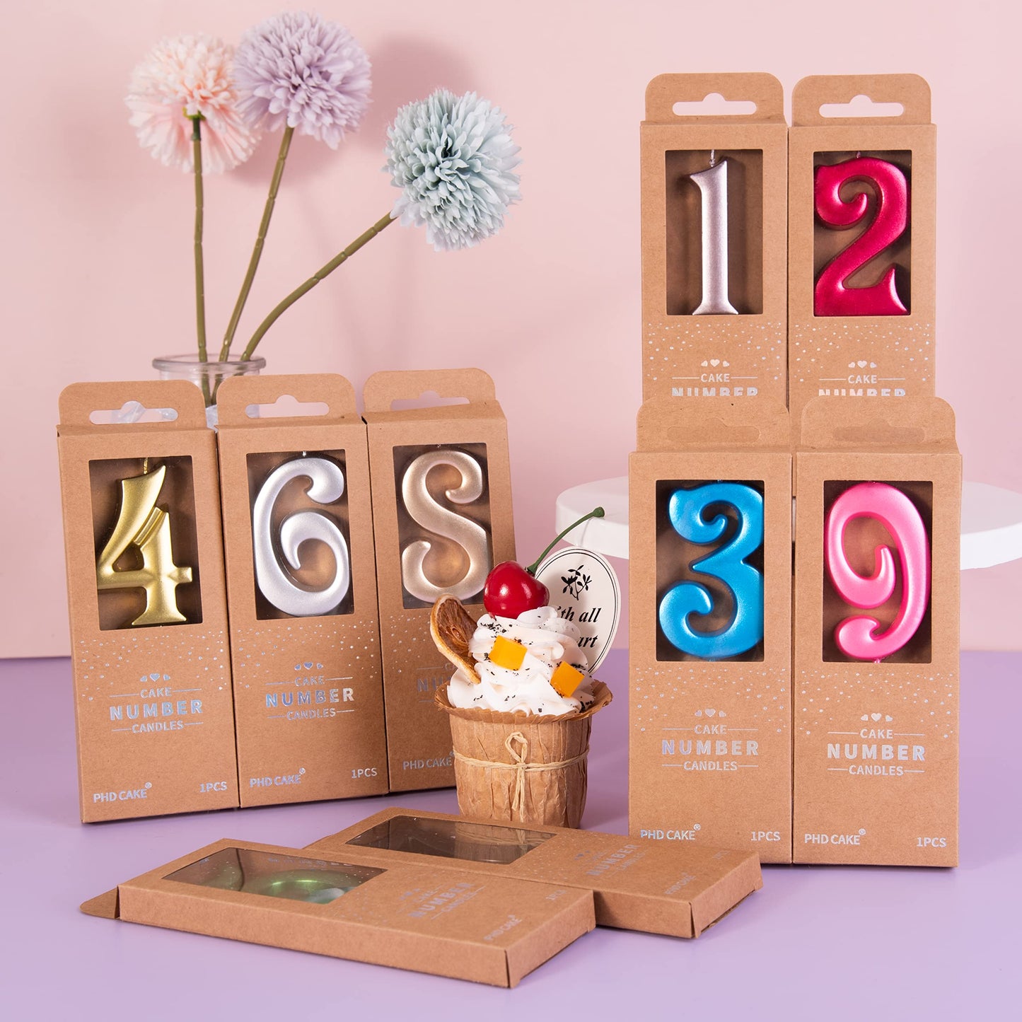 PHD CAKE 2.76 Inch Elegant Gold 1 Number Birthday Candles, Gold Number Candles, Cake Number